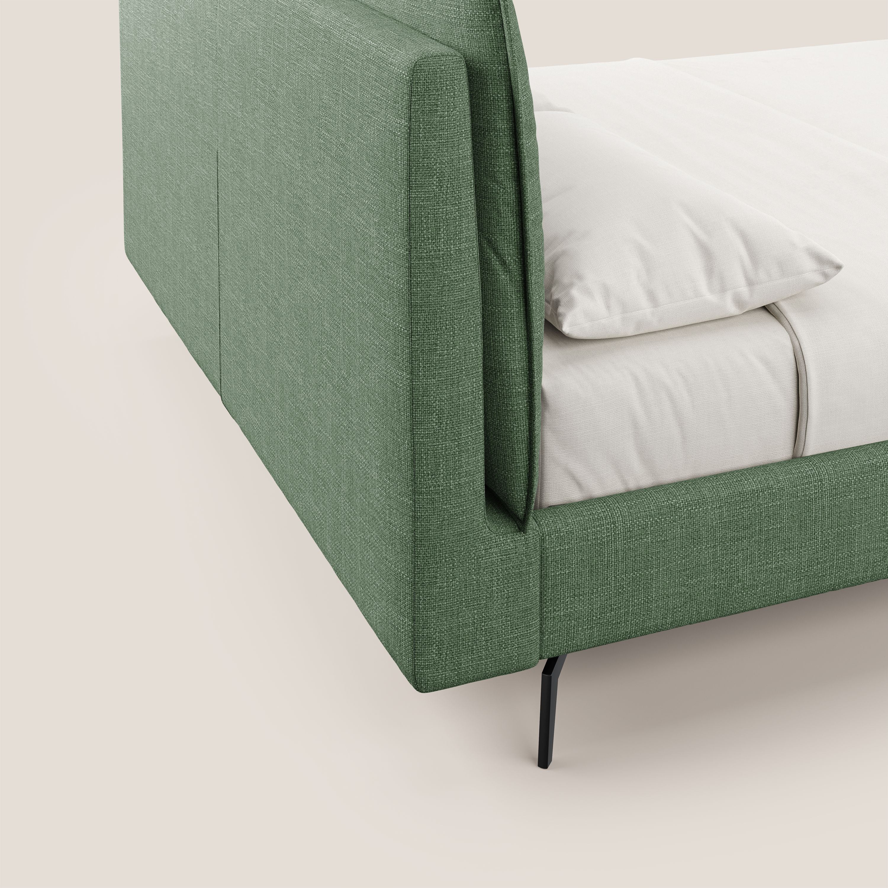 Cloe lit rembourré avec pieds en métal déhoussable en tissu imperméable T06 vert - Image 3