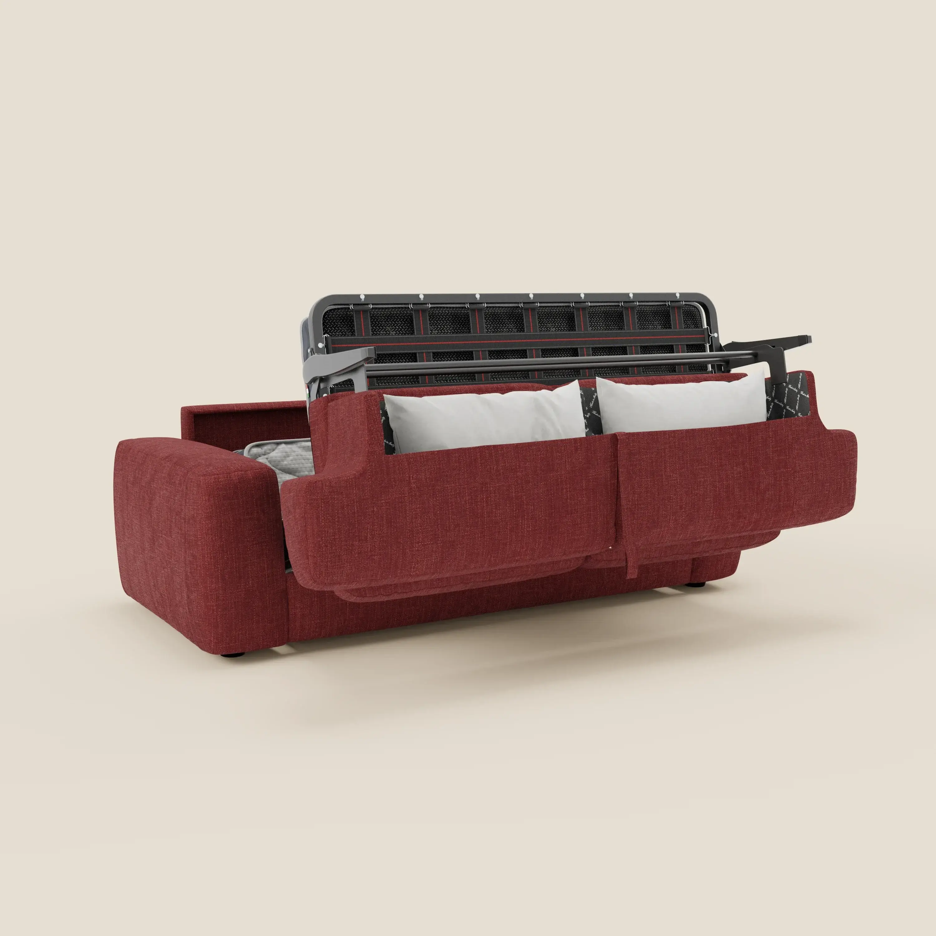 Cloud Canapé convertible matelas H17 cm avec coussins souples en tissu imperméable T06 rouge - Image 10