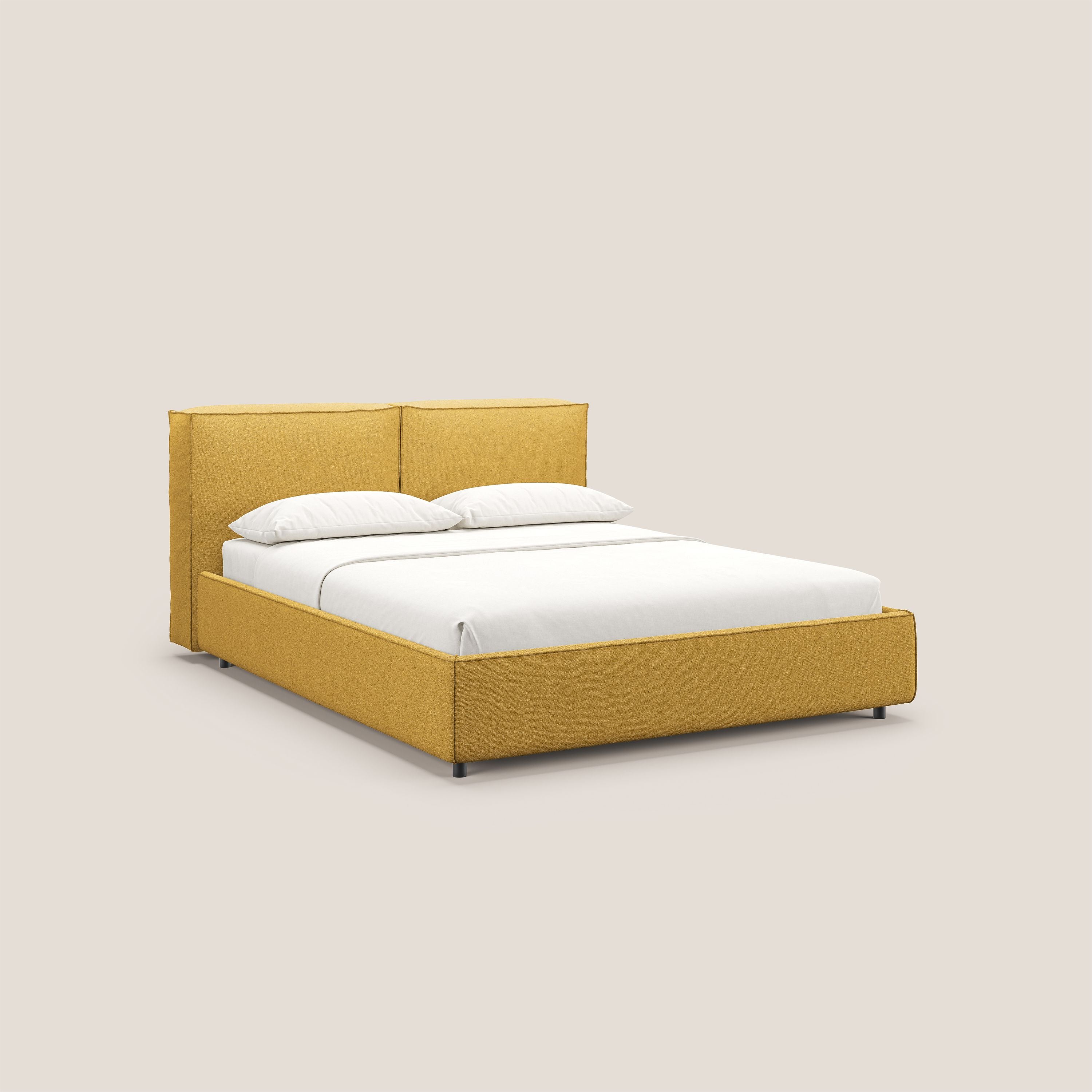 Cocoon lit avec coffre rembourré déhoussable en bouclette imperméable T07 jaune