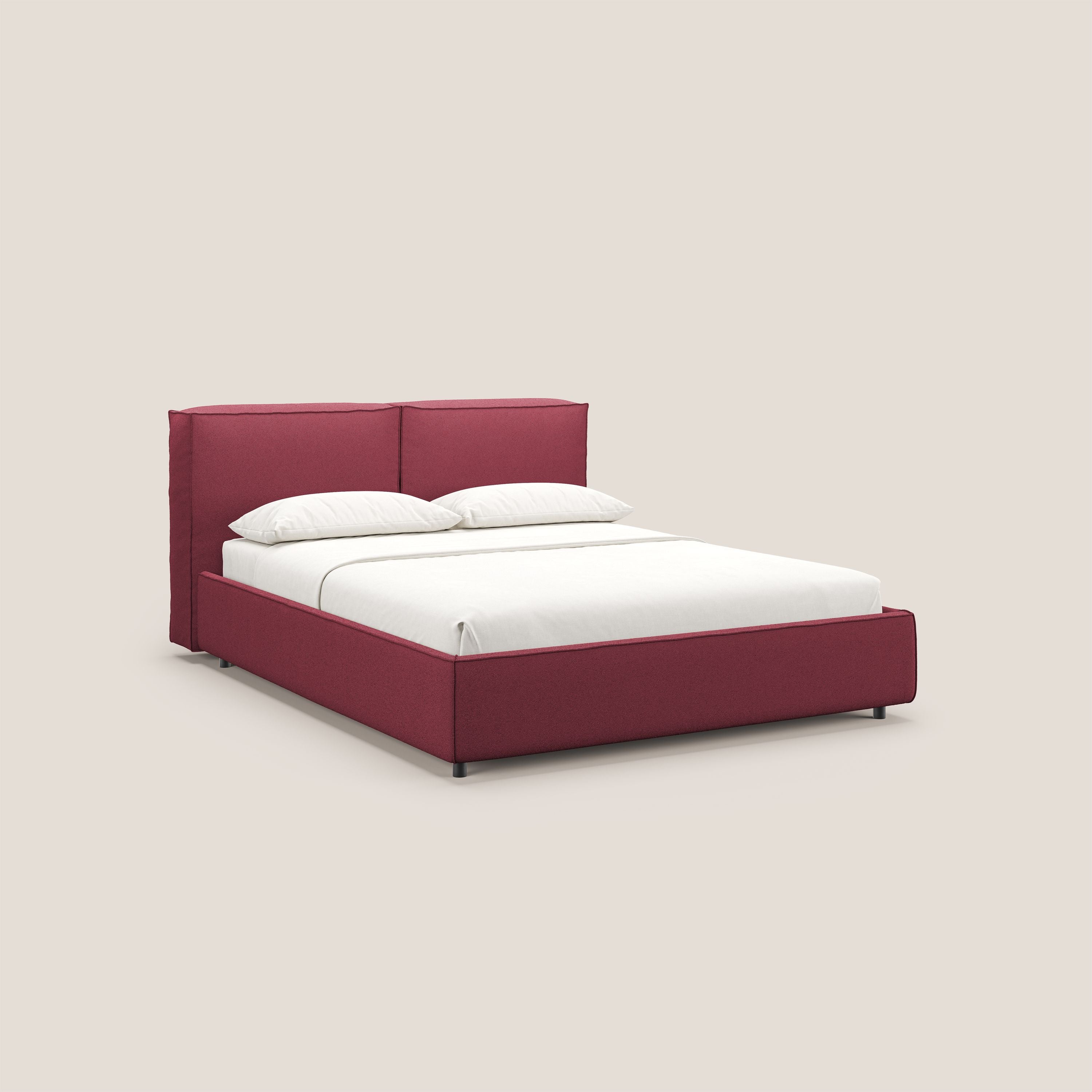 Cocoon lit avec coffre rembourré déhoussable en bouclette imperméable T07 rouge