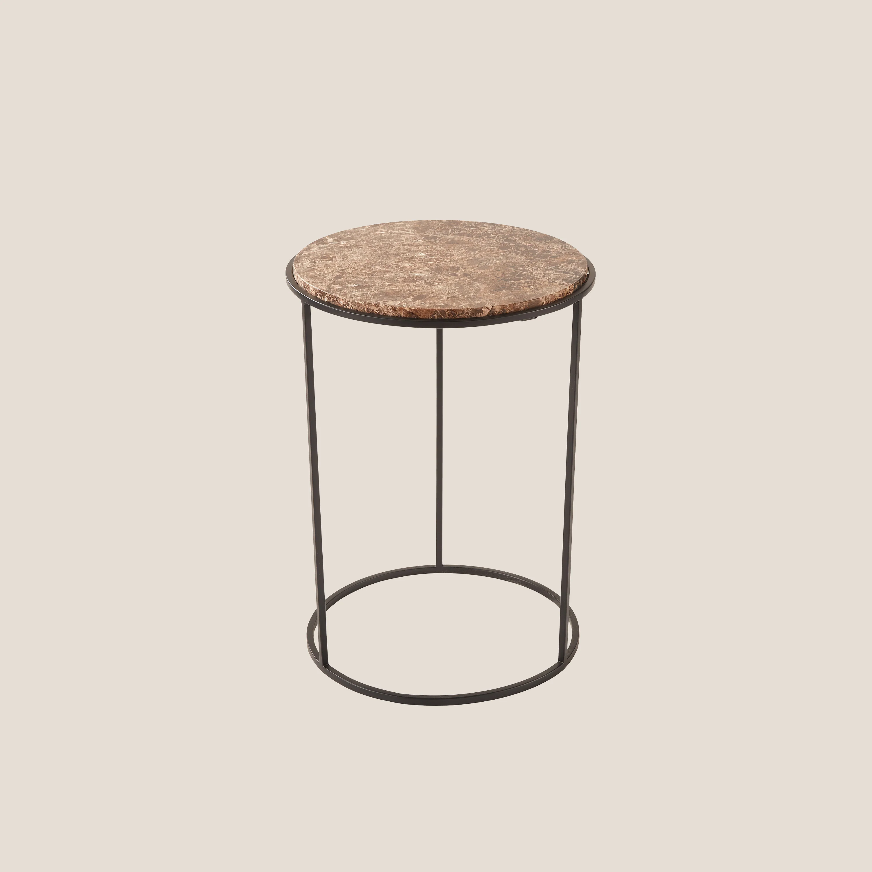 Costance table basse ronde avec plateau en marbre Emperador noir