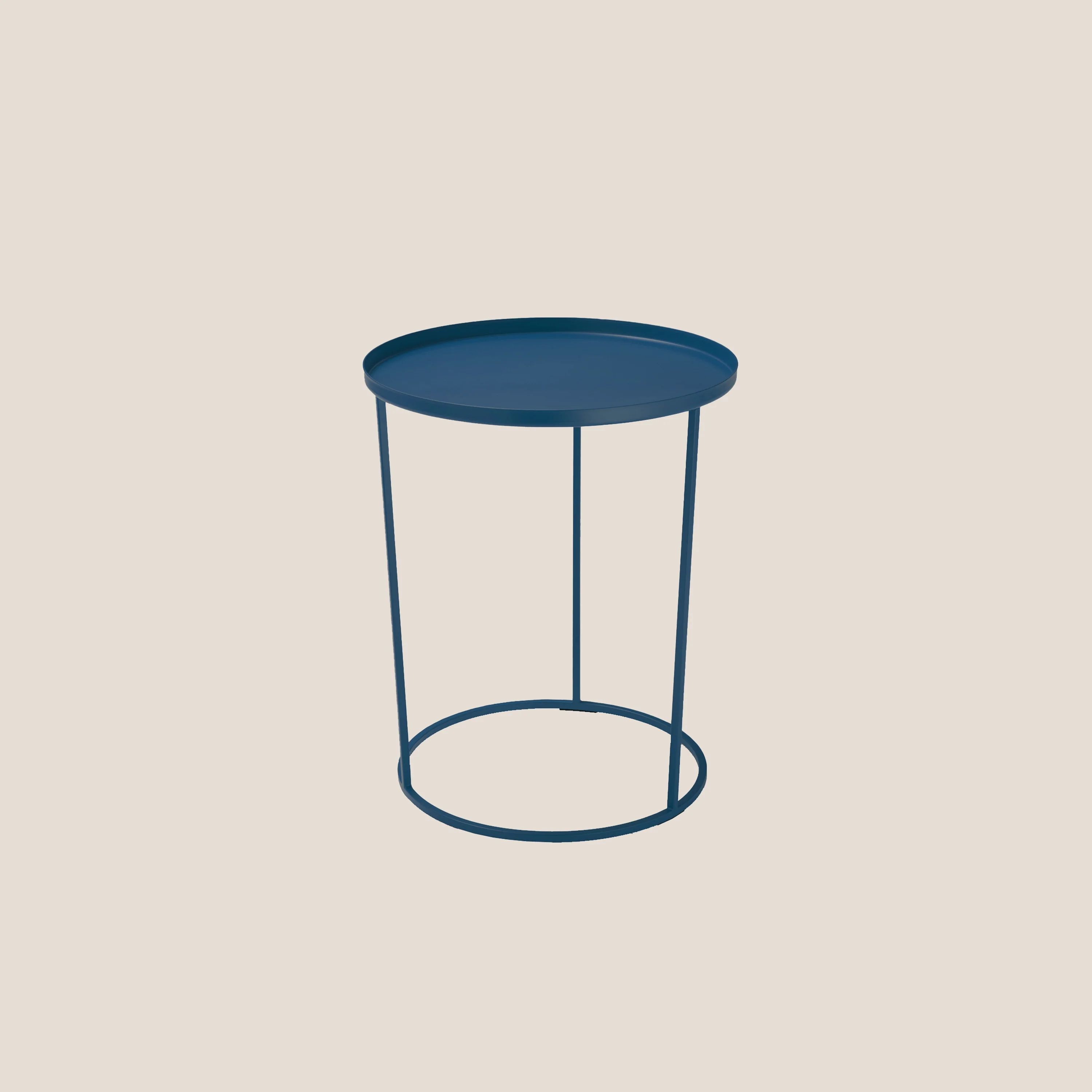 Costance table basse ronde avec plateau de salon en métal bleu canard
