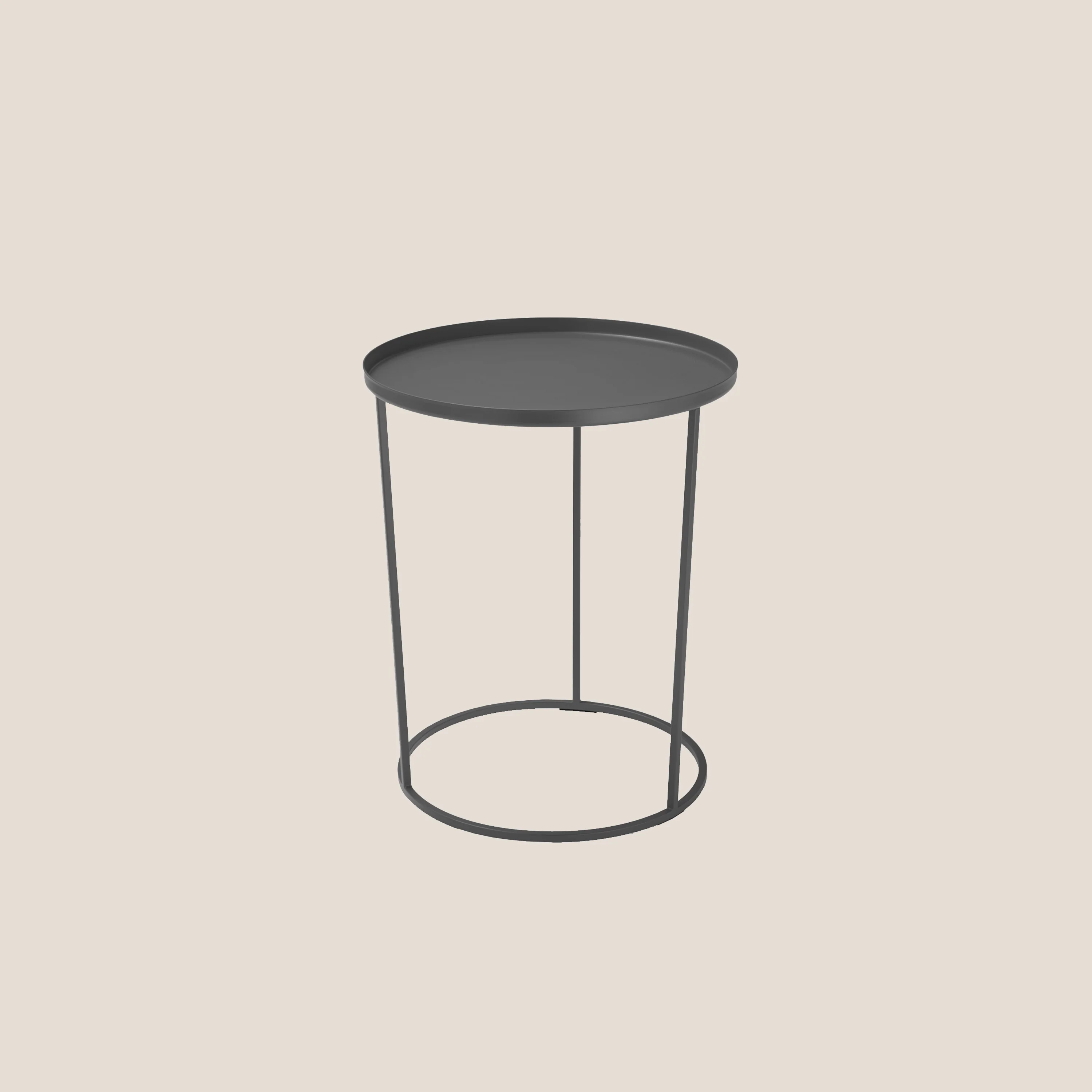 Costance table basse ronde avec plateau de salon en métal graphite