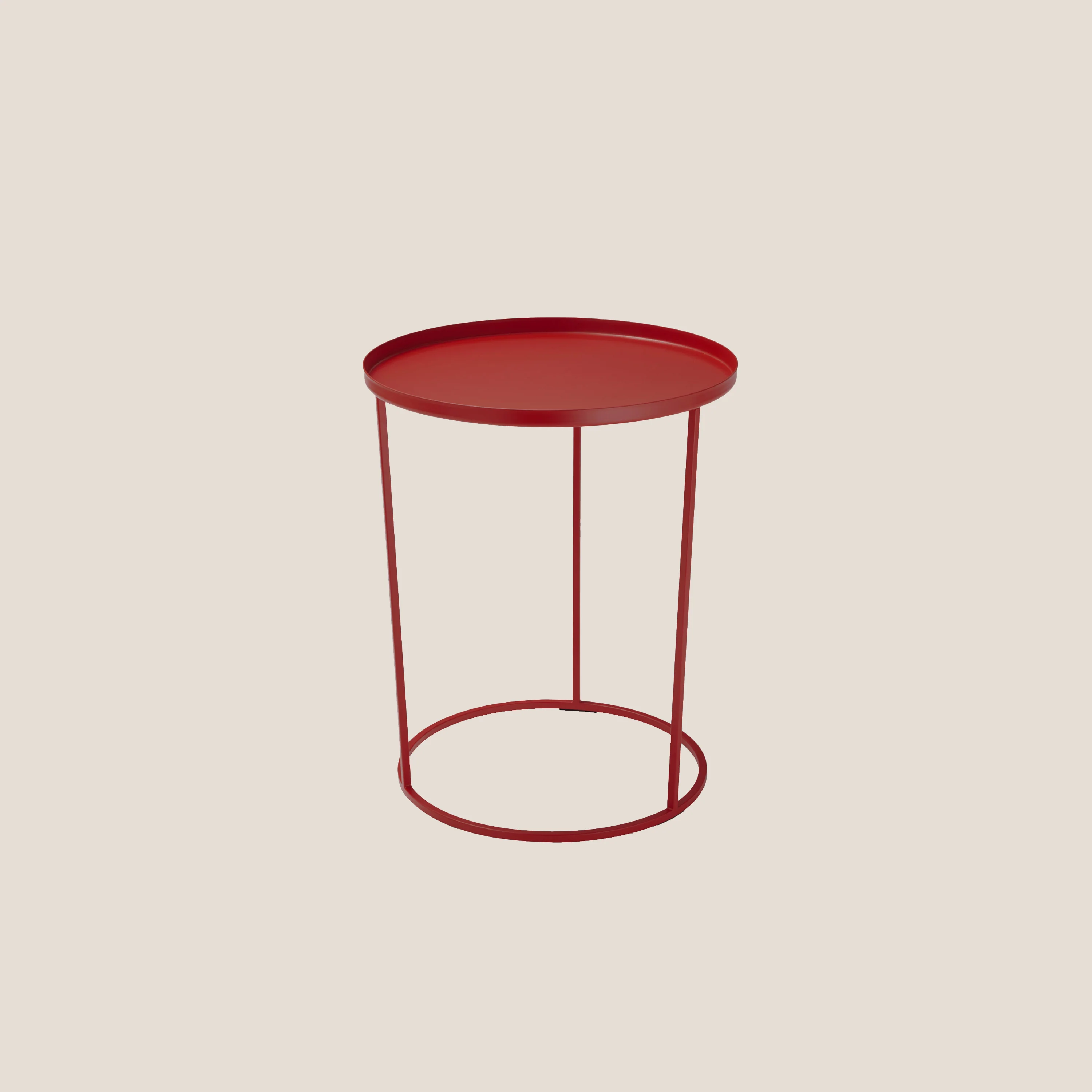 Costance table basse ronde avec plateau de salon en métal rouge dahlia