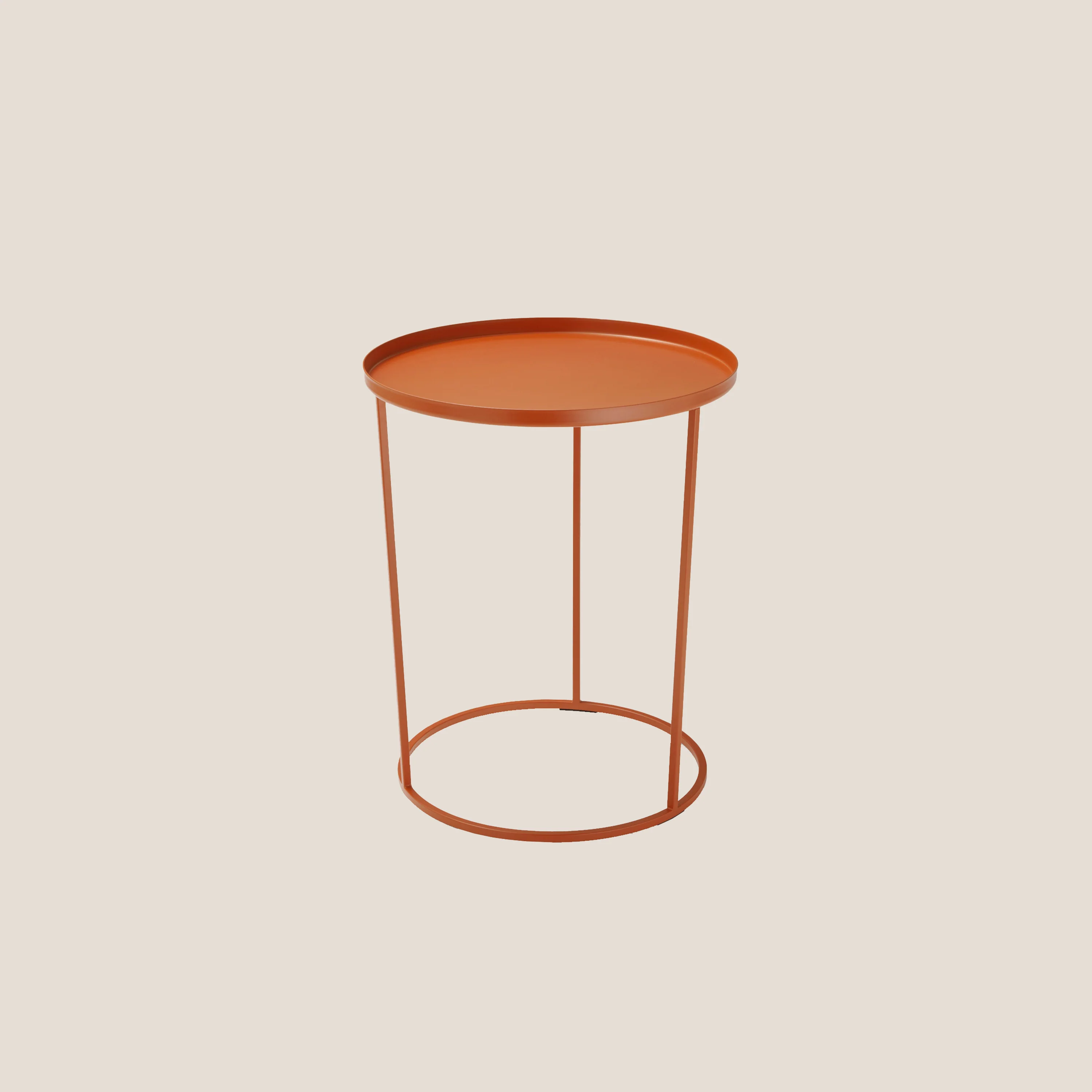 Costance table basse ronde avec plateau de salon en métal terre cuite