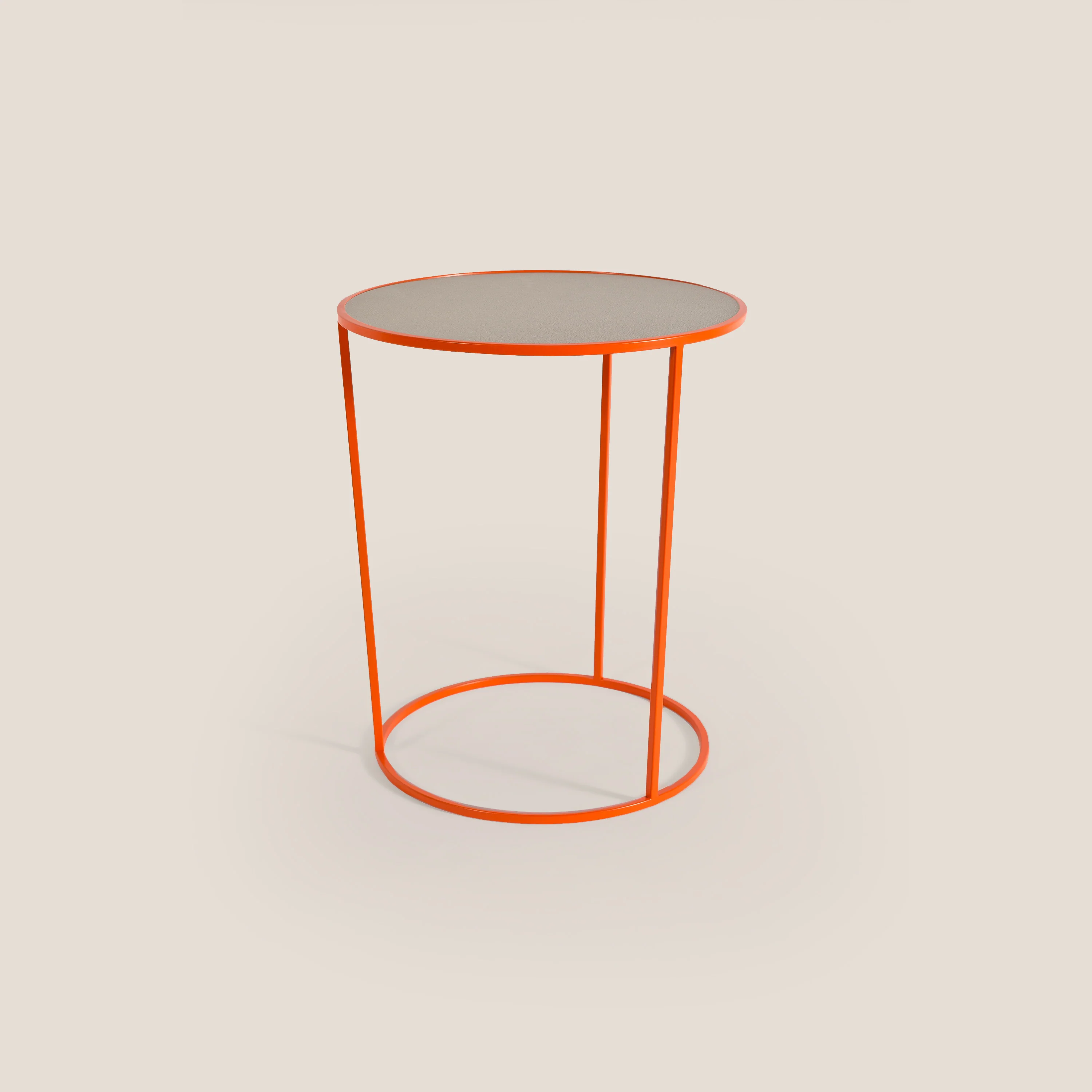 Costance Table basse ronde avec plateau en cuir fleur mélamine citrouille