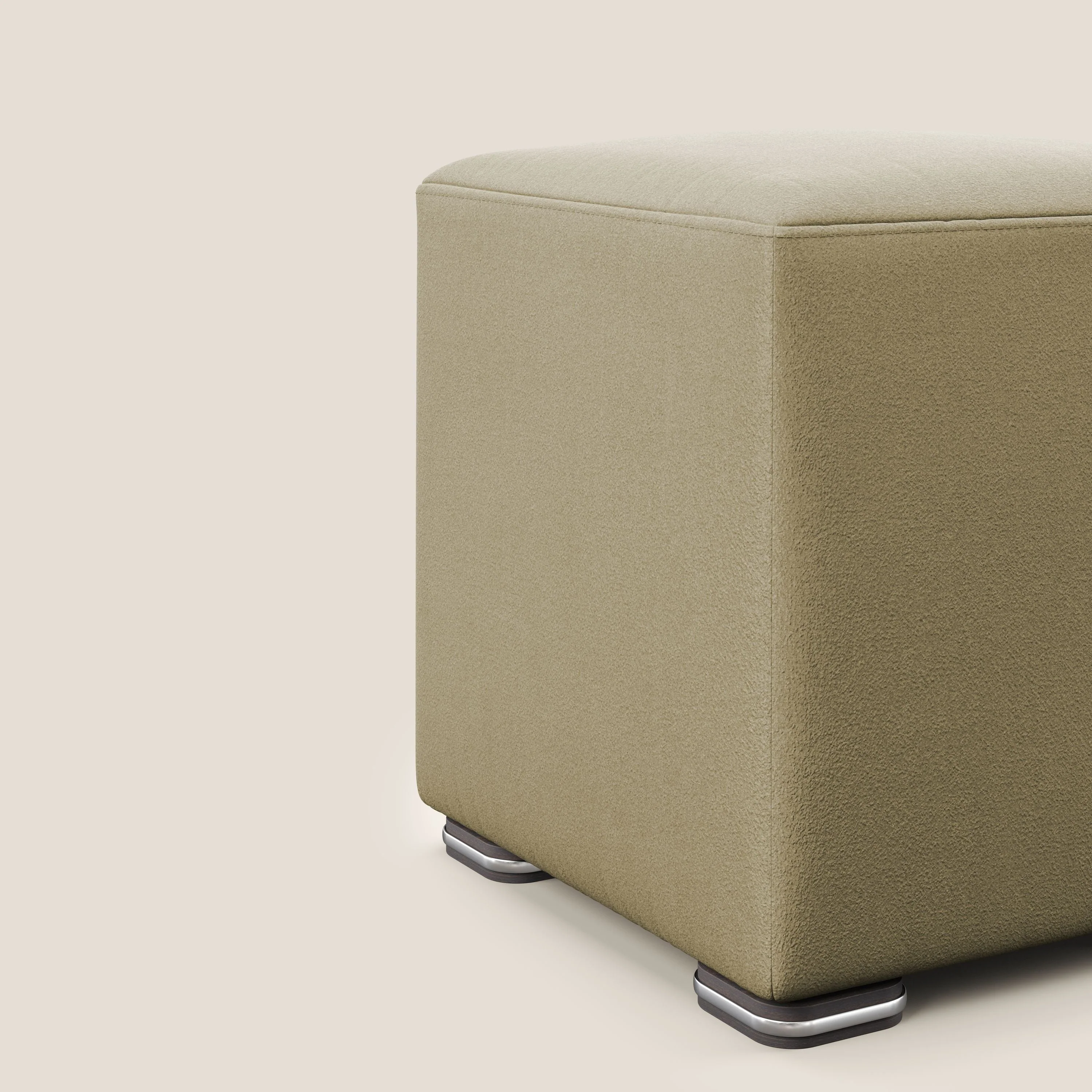 Cube pouf en microfibre détachable T11 beige - Image 4