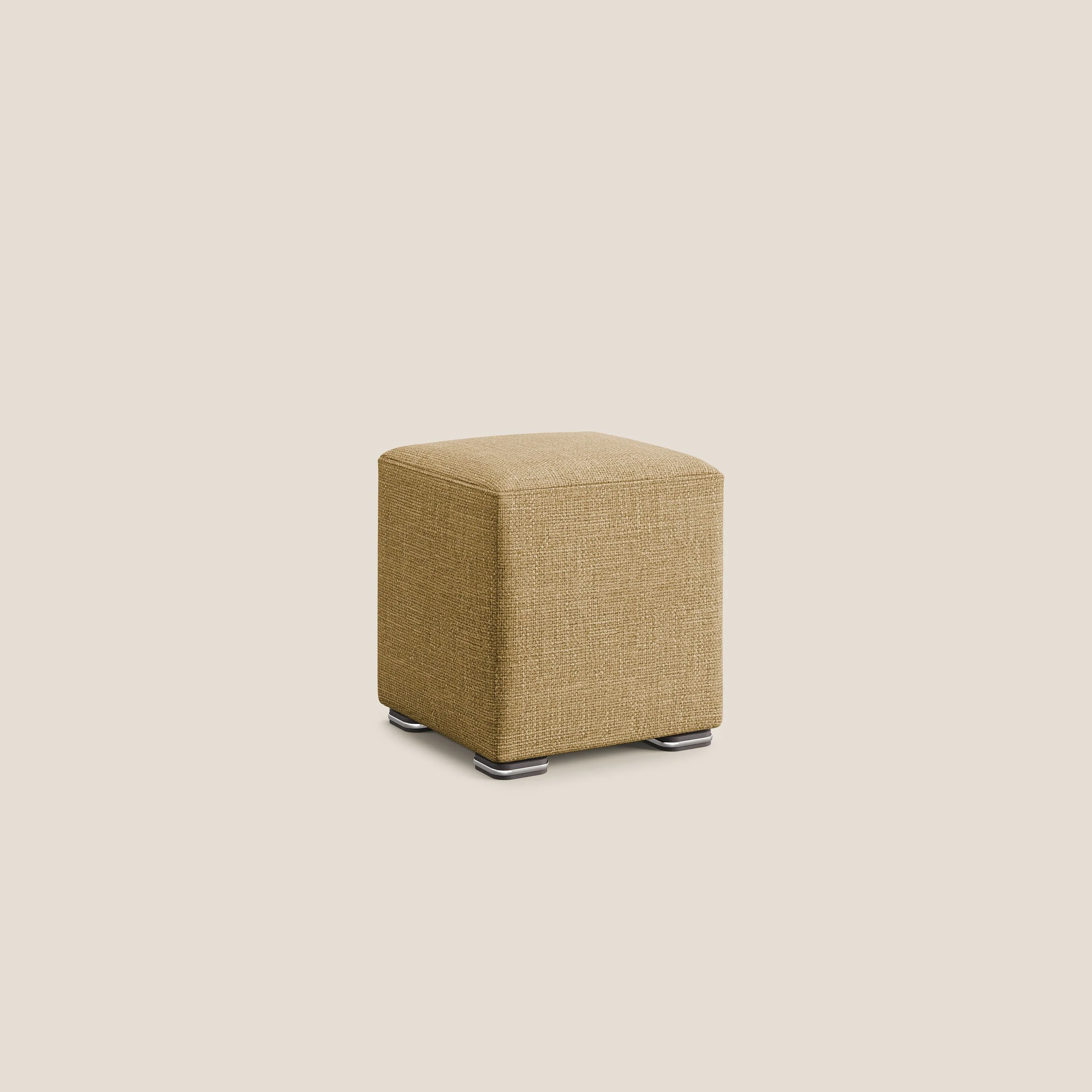Cube pouf en tissu doux imperméable entrelacé melangé T06 jaune - Image 2