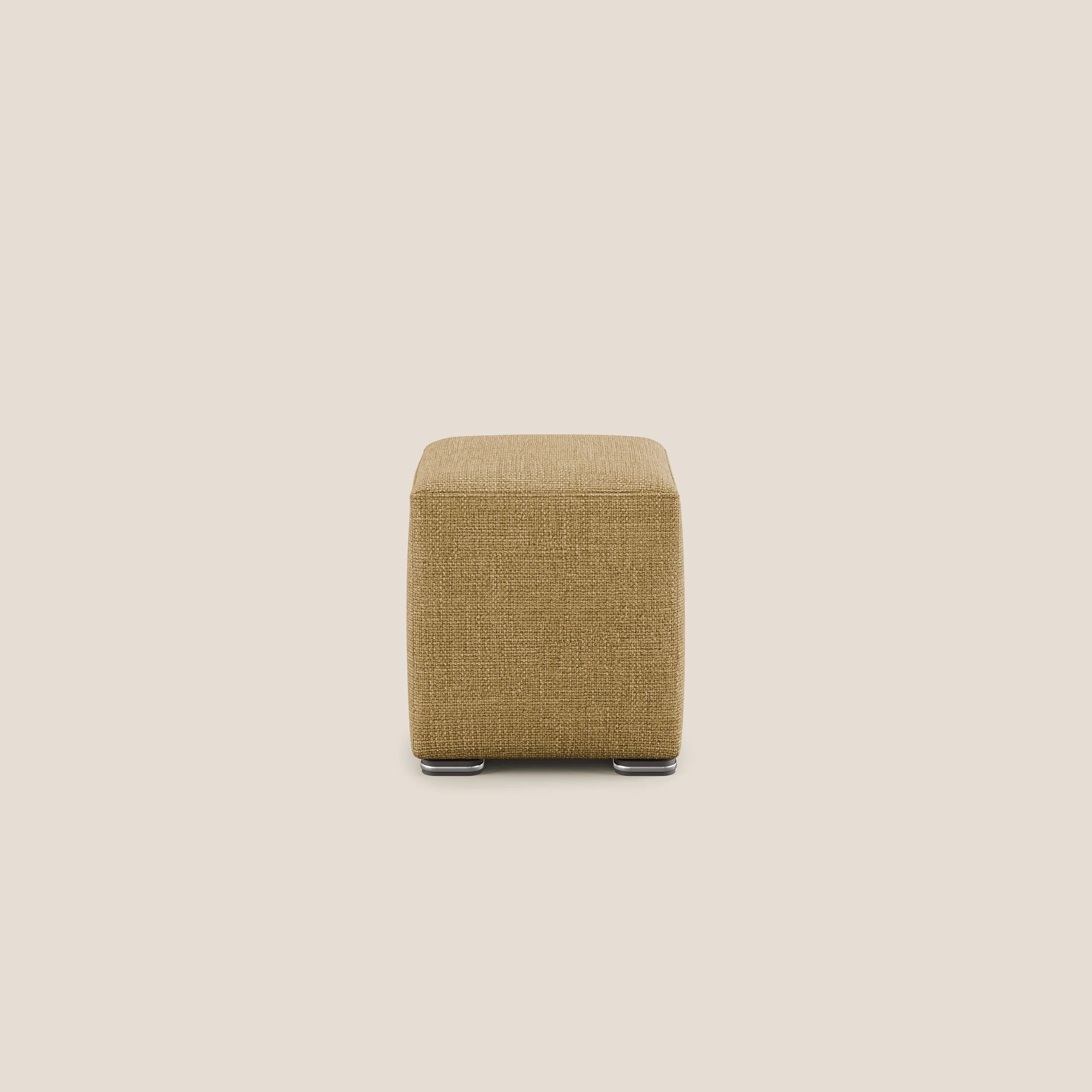 Cube pouf en tissu doux imperméable entrelacé melangé T06 jaune - Image 3