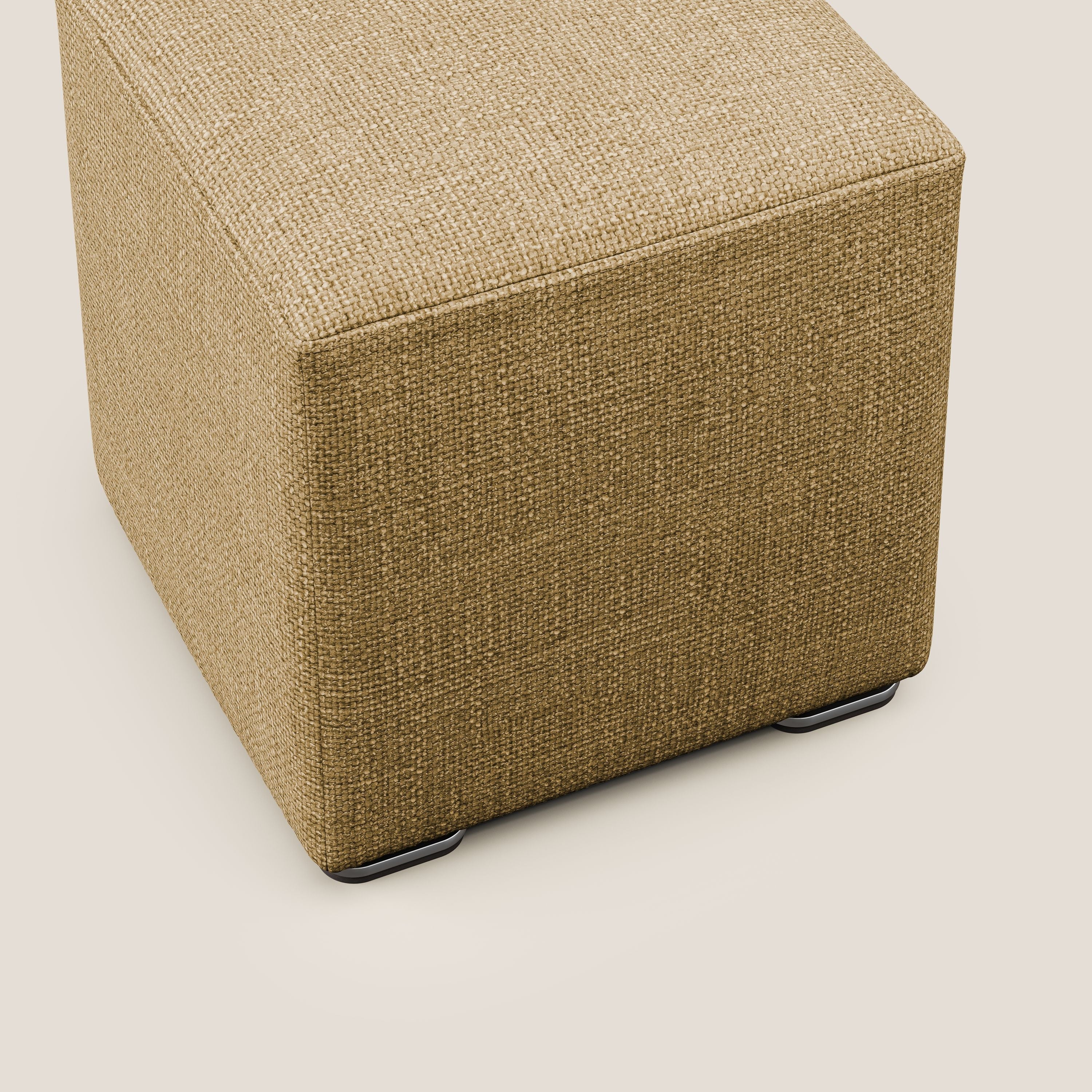 Cube pouf en tissu doux imperméable entrelacé melangé T06 jaune - Image 5