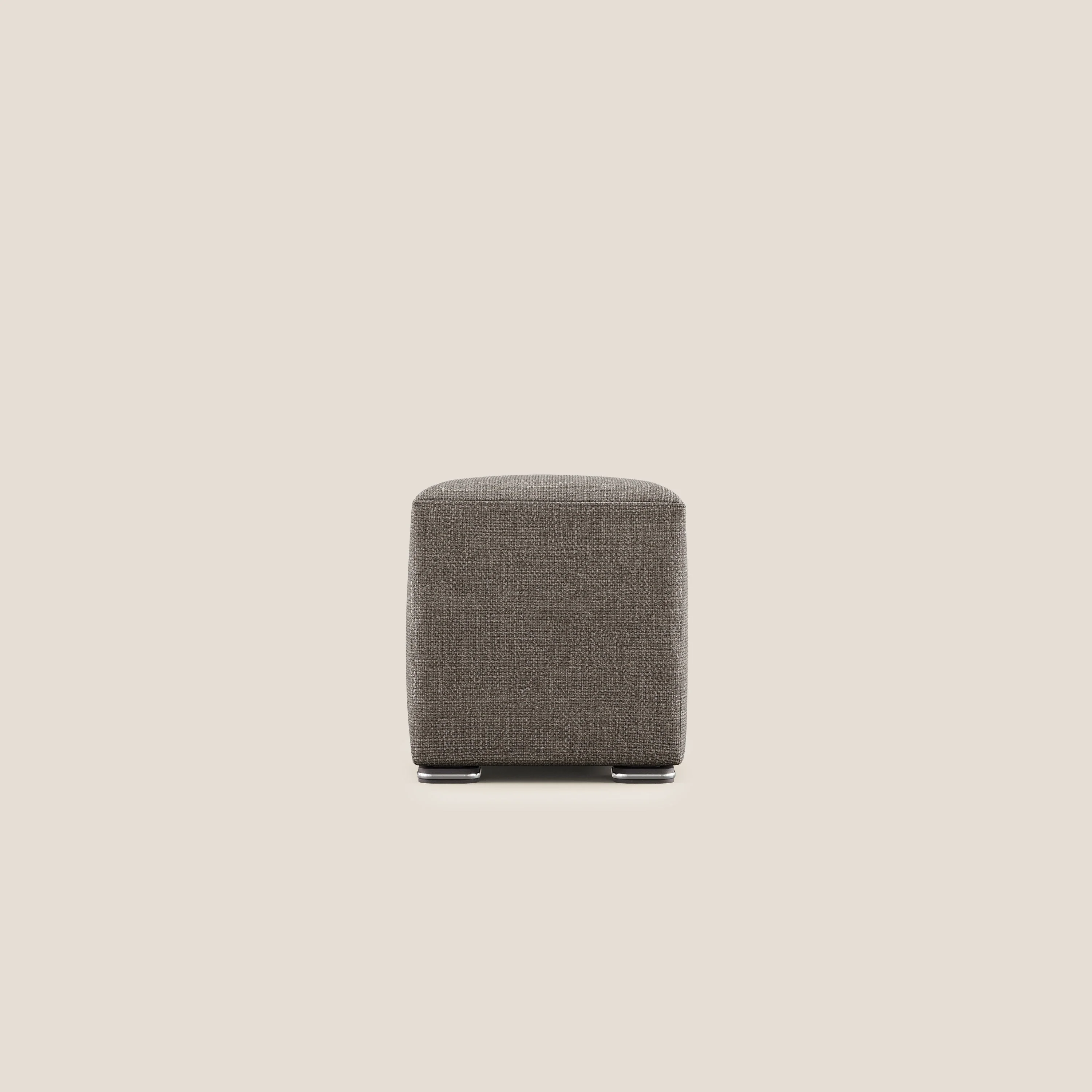 Cube pouf en tissu doux imperméable entrelacé melangé T06 marron