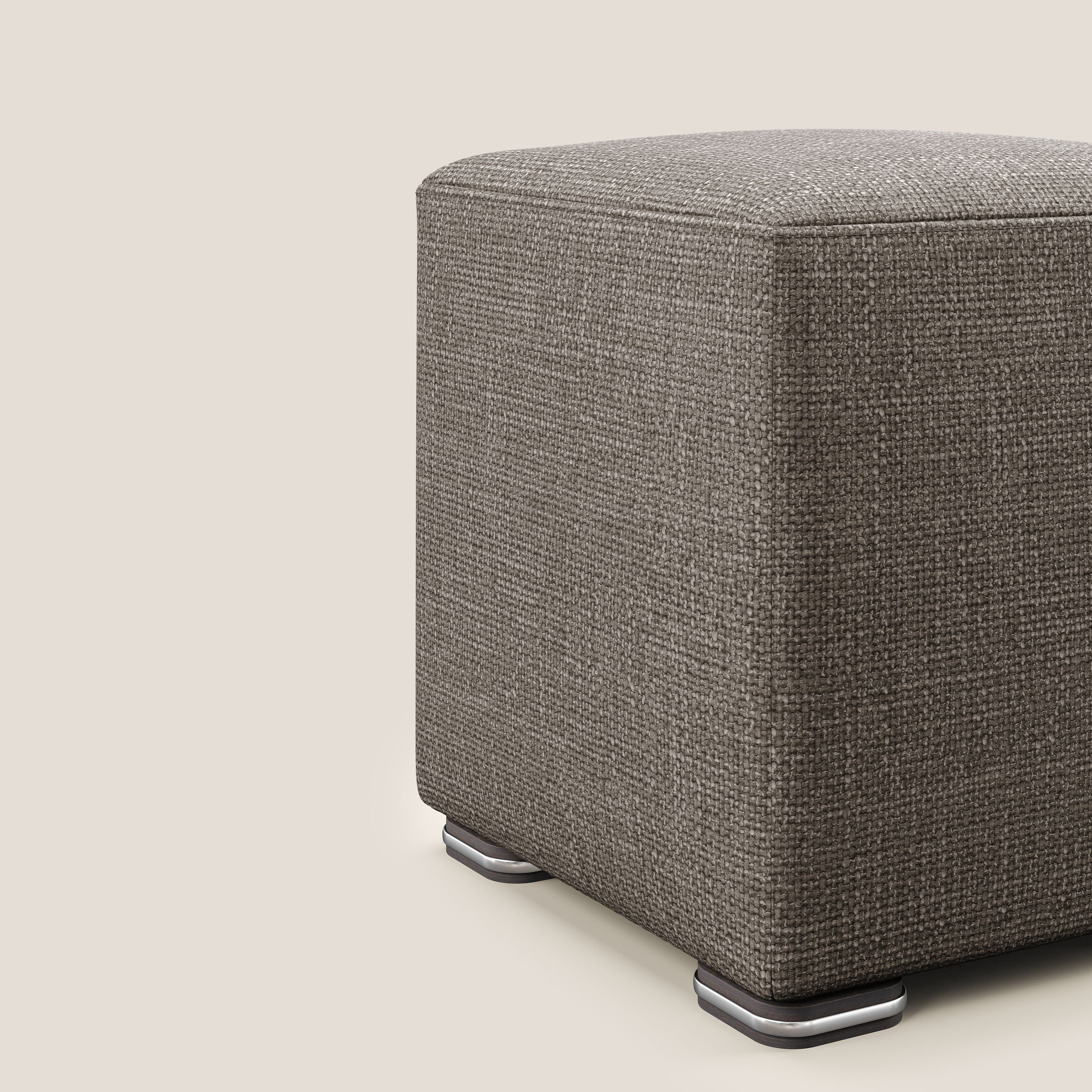 Cube pouf en tissu doux imperméable entrelacé melangé T06 marron - Image 4