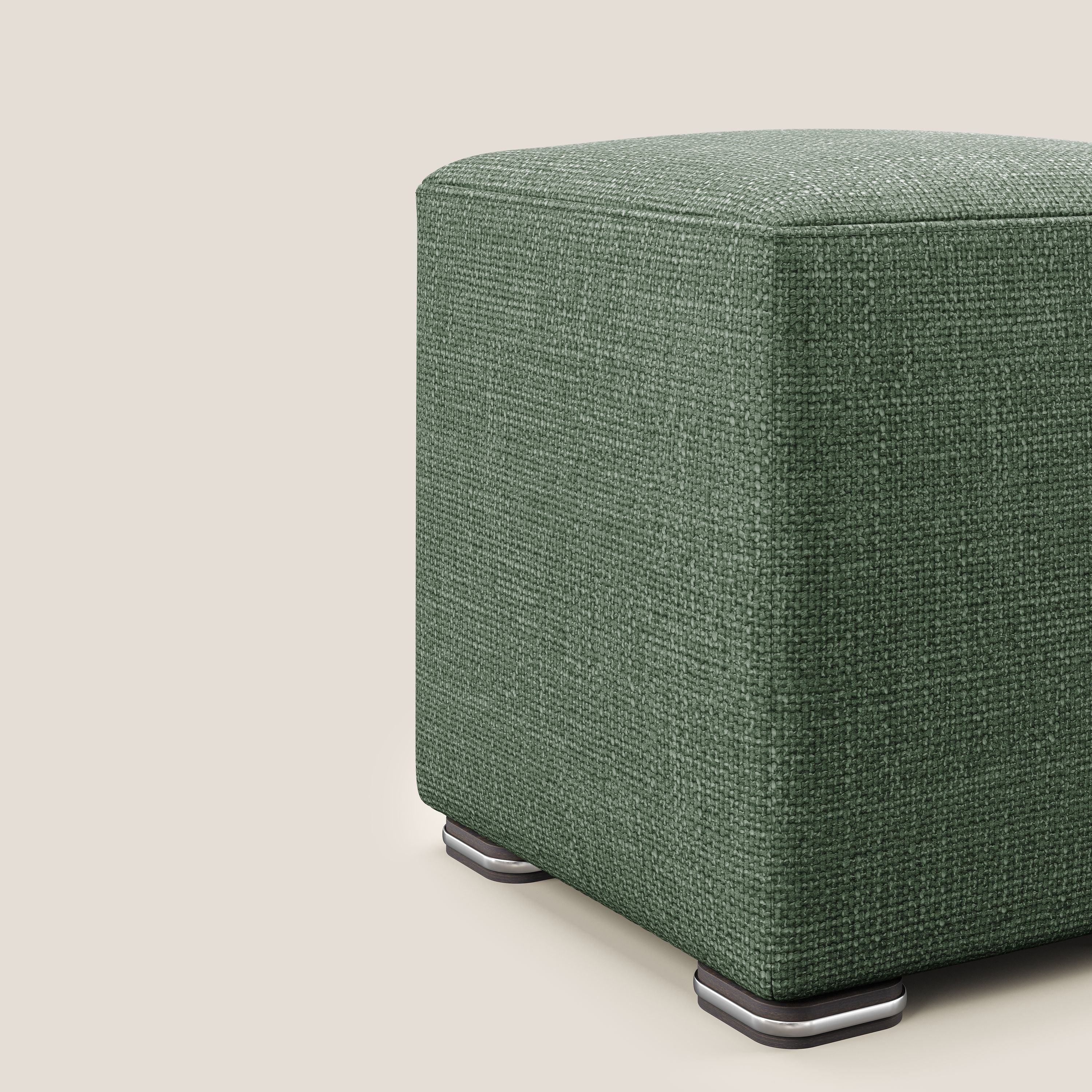 Cube pouf en tissu doux imperméable entrelacé melangé T06 vert - Image 5