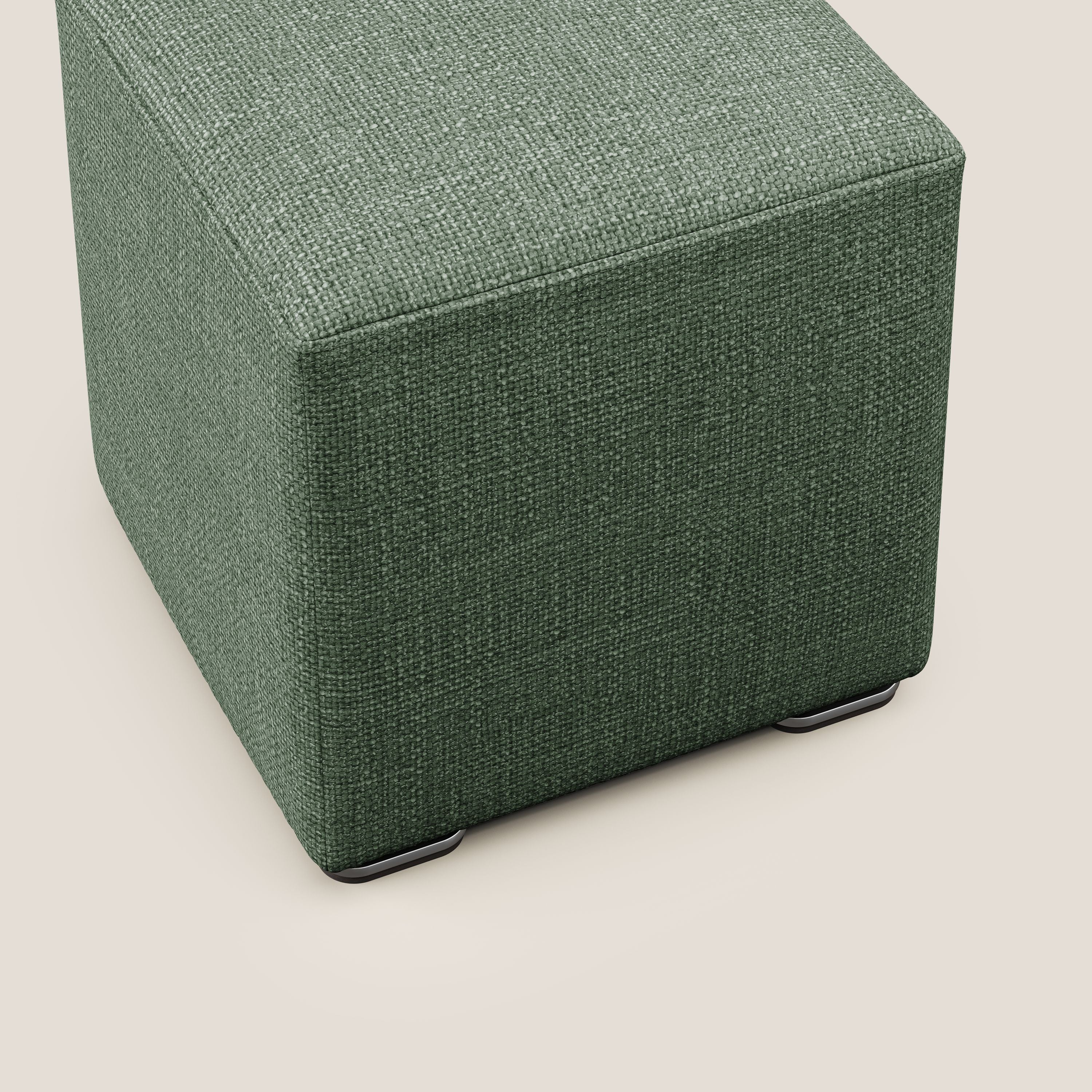 Cube pouf en tissu doux imperméable entrelacé melangé T06 vert - Image 6