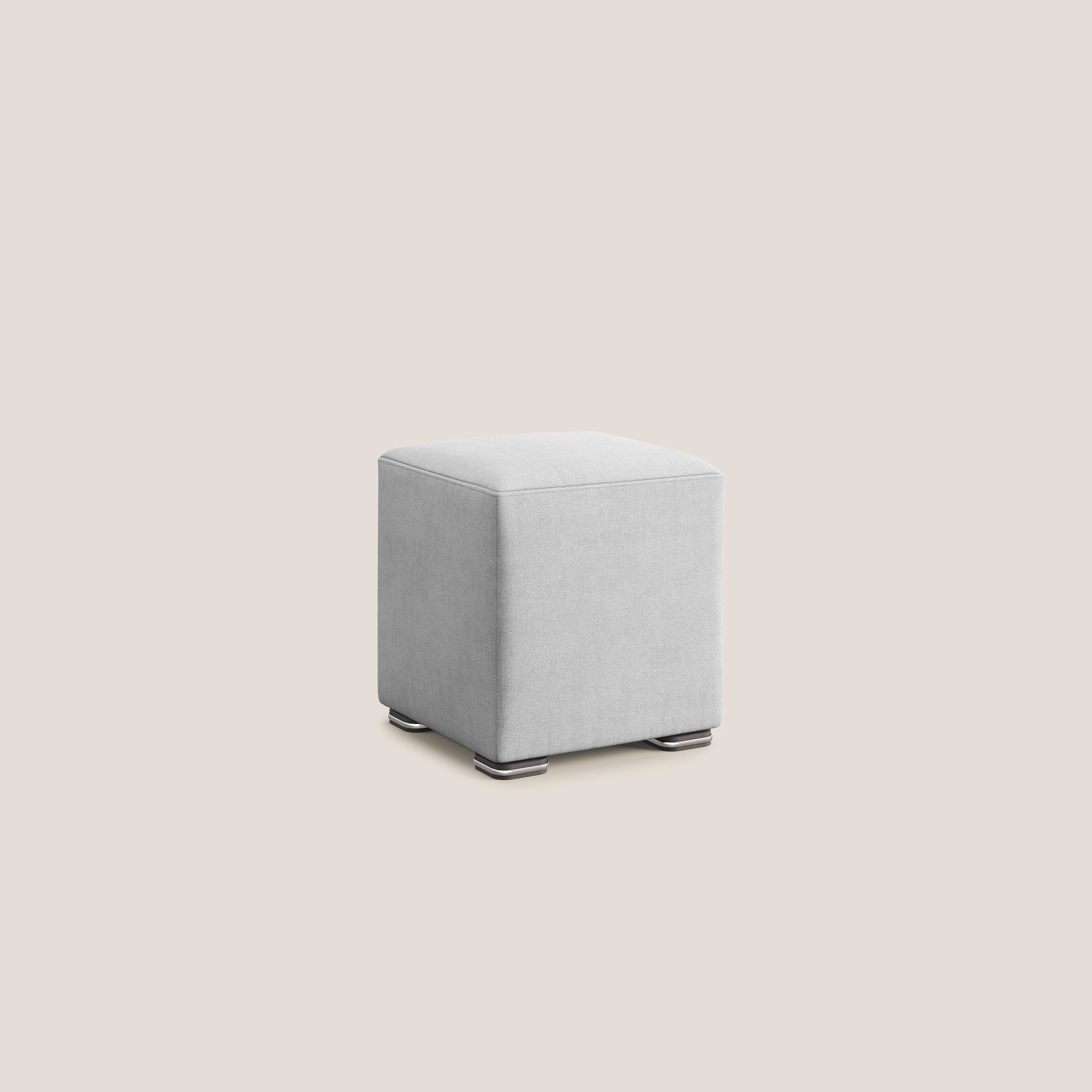 Cube pouf en tissu doux imperméable T02 gris clair - Image 2