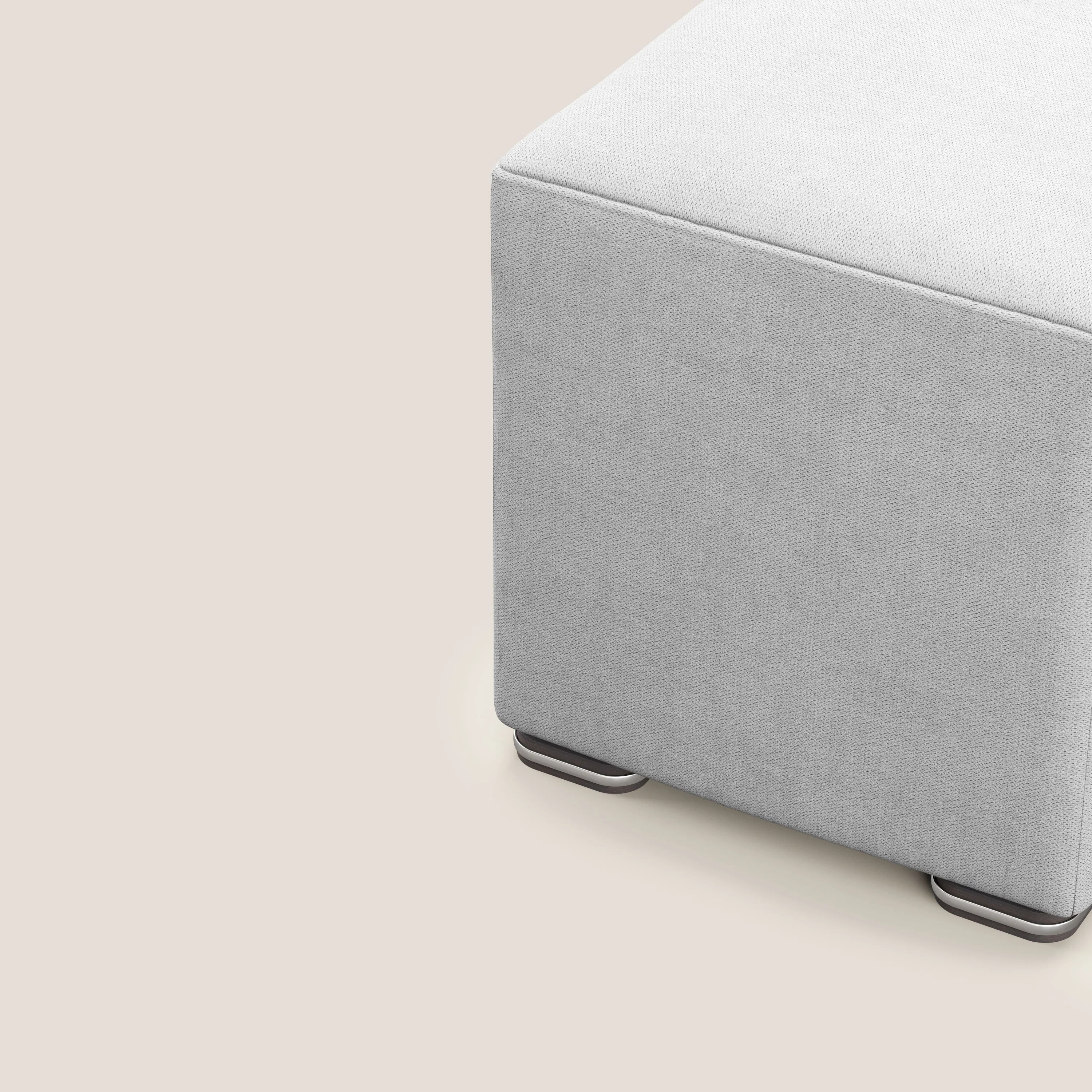 Cube pouf en tissu doux imperméable T02 gris clair - Image 6