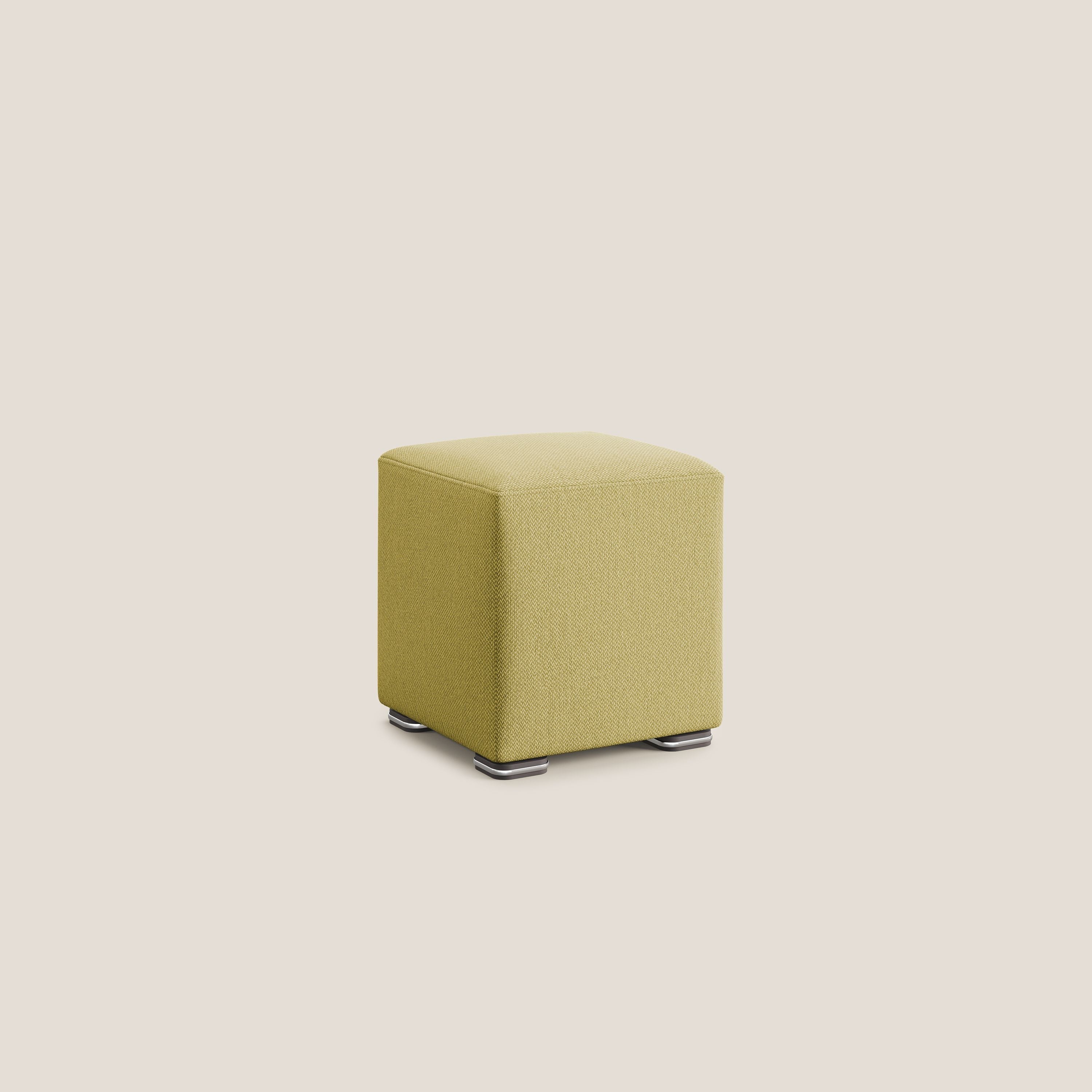 Cube pouf en tissu doux détachable T05 jaune - Image 2
