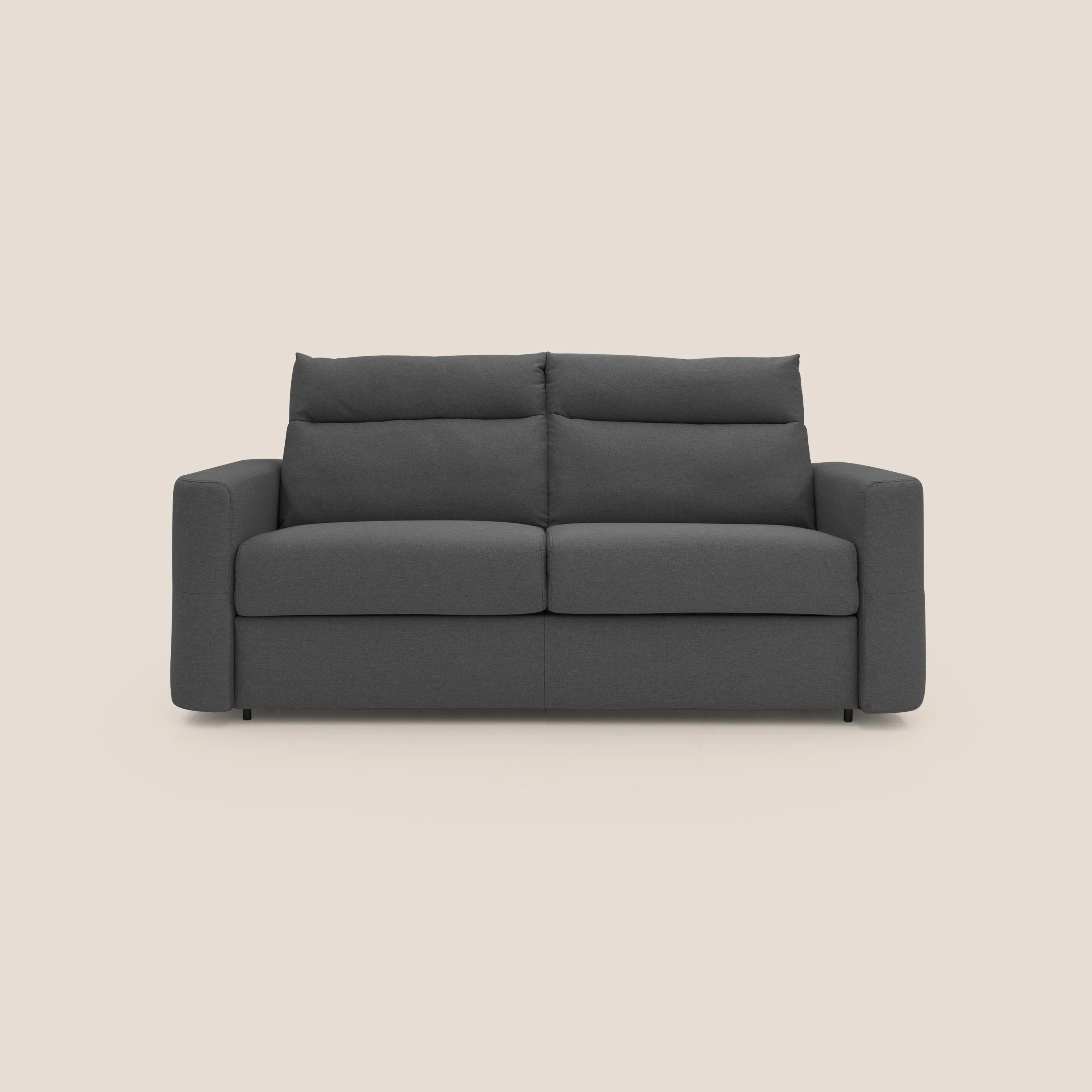 Cupido Canapé convertible matelas H18 cm au dossier haut moelleux en tissu imperméable T13 anthracite
