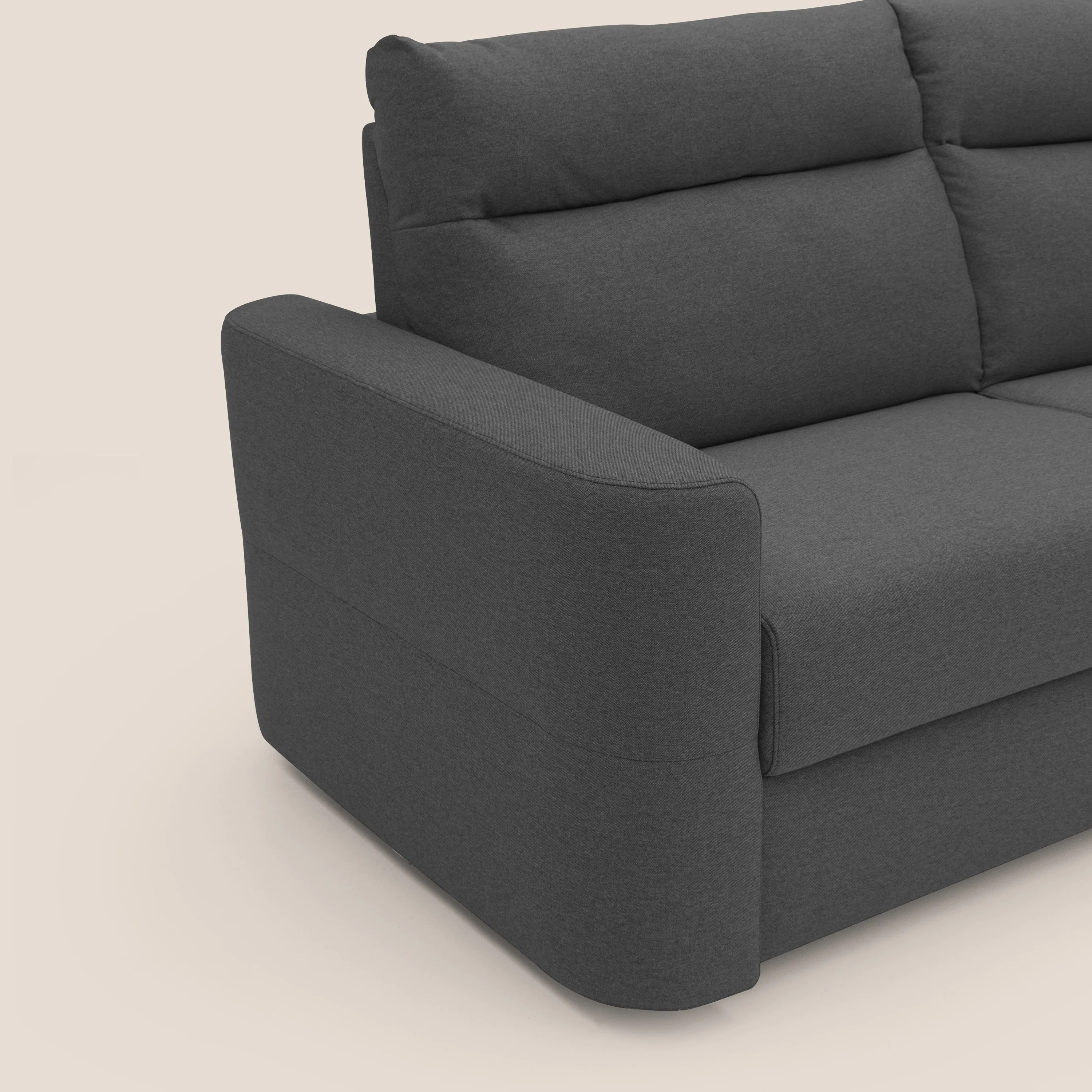 Cupido Canapé convertible matelas H18 cm au dossier haut moelleux en tissu imperméable T13 anthracite - Image 6