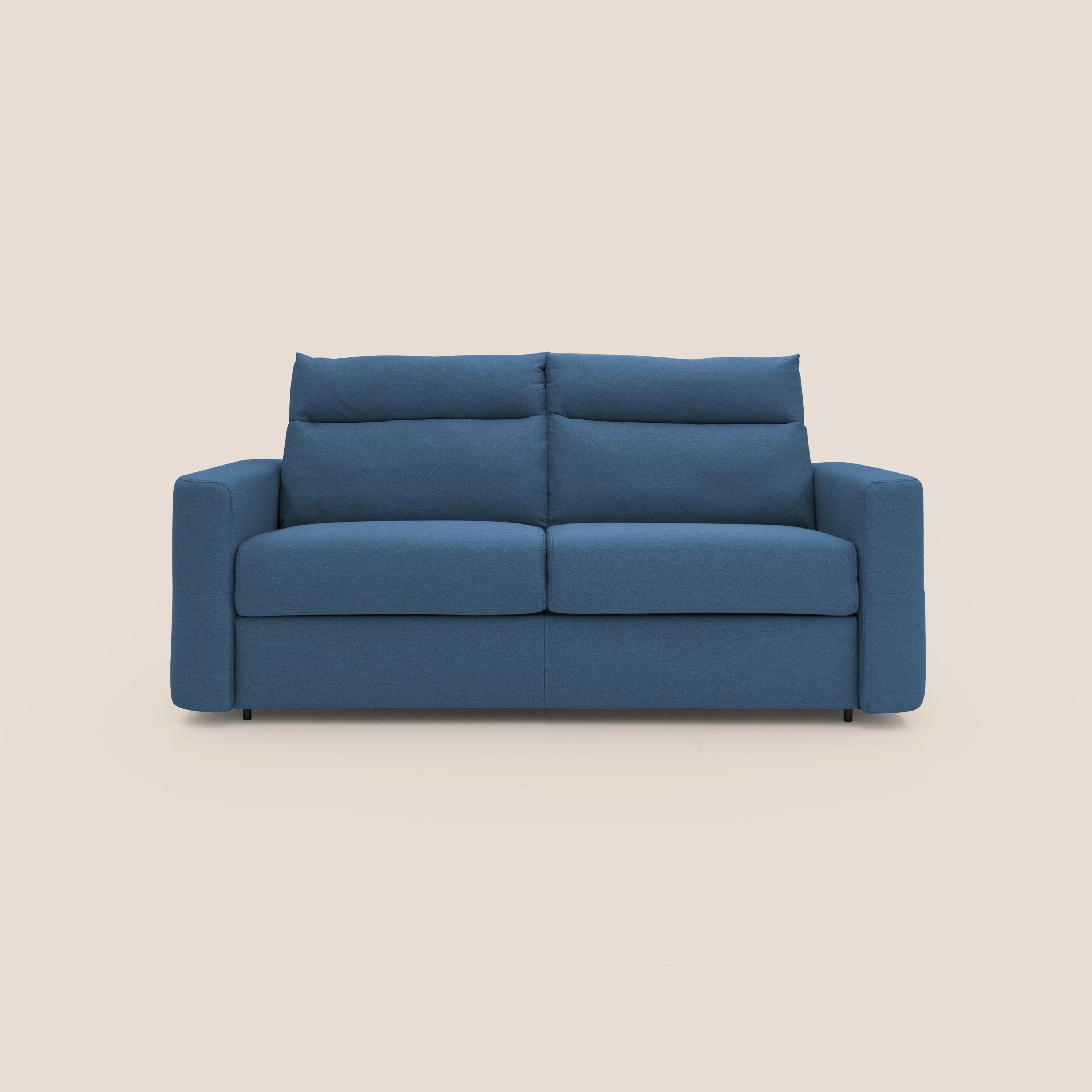 Cupido Canapé convertible matelas H18 cm au dossier haut moelleux en tissu imperméable T13 bleu