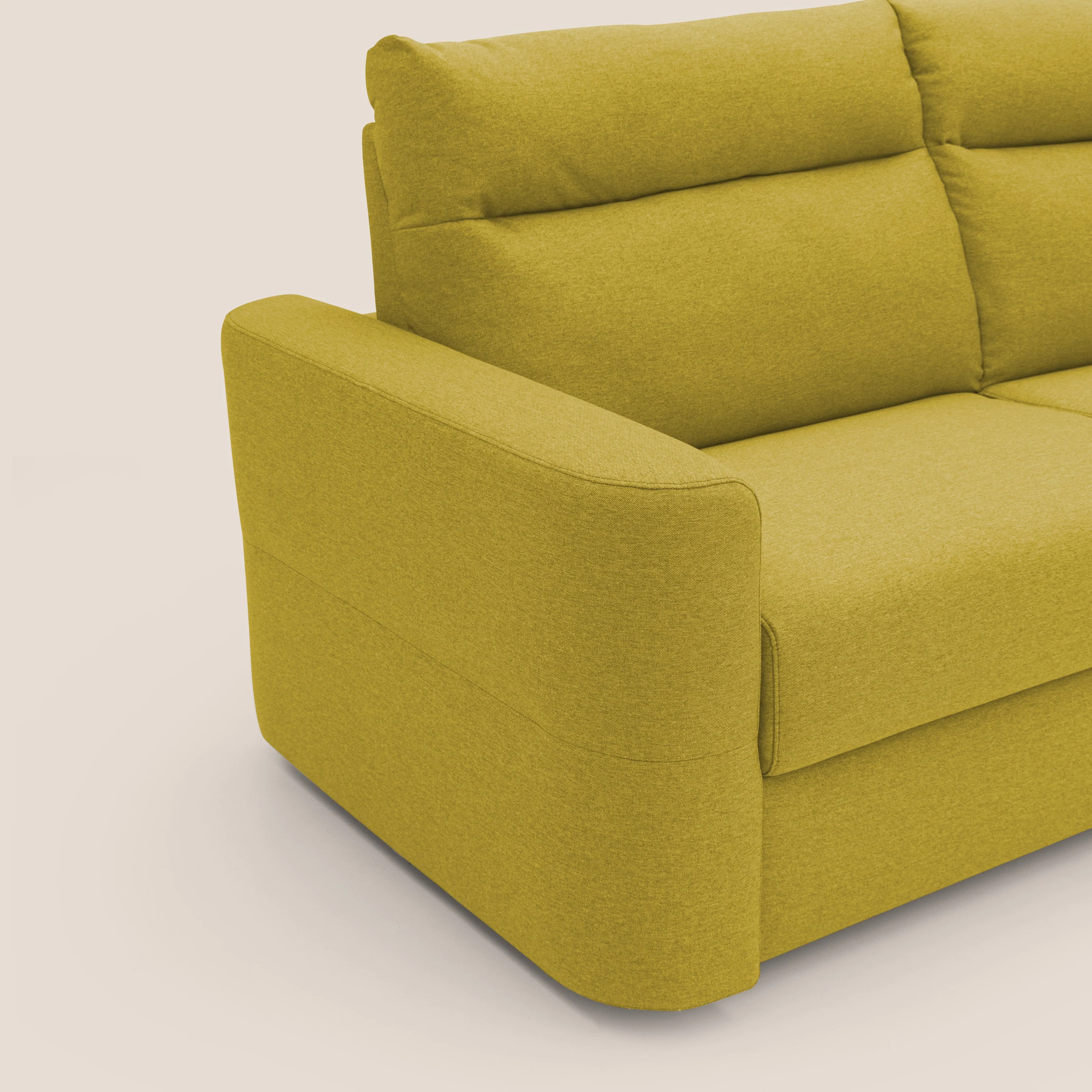 Cupido Canapé convertible matelas H18 cm au dossier haut moelleux en tissu imperméable T13 jaune - Image 6