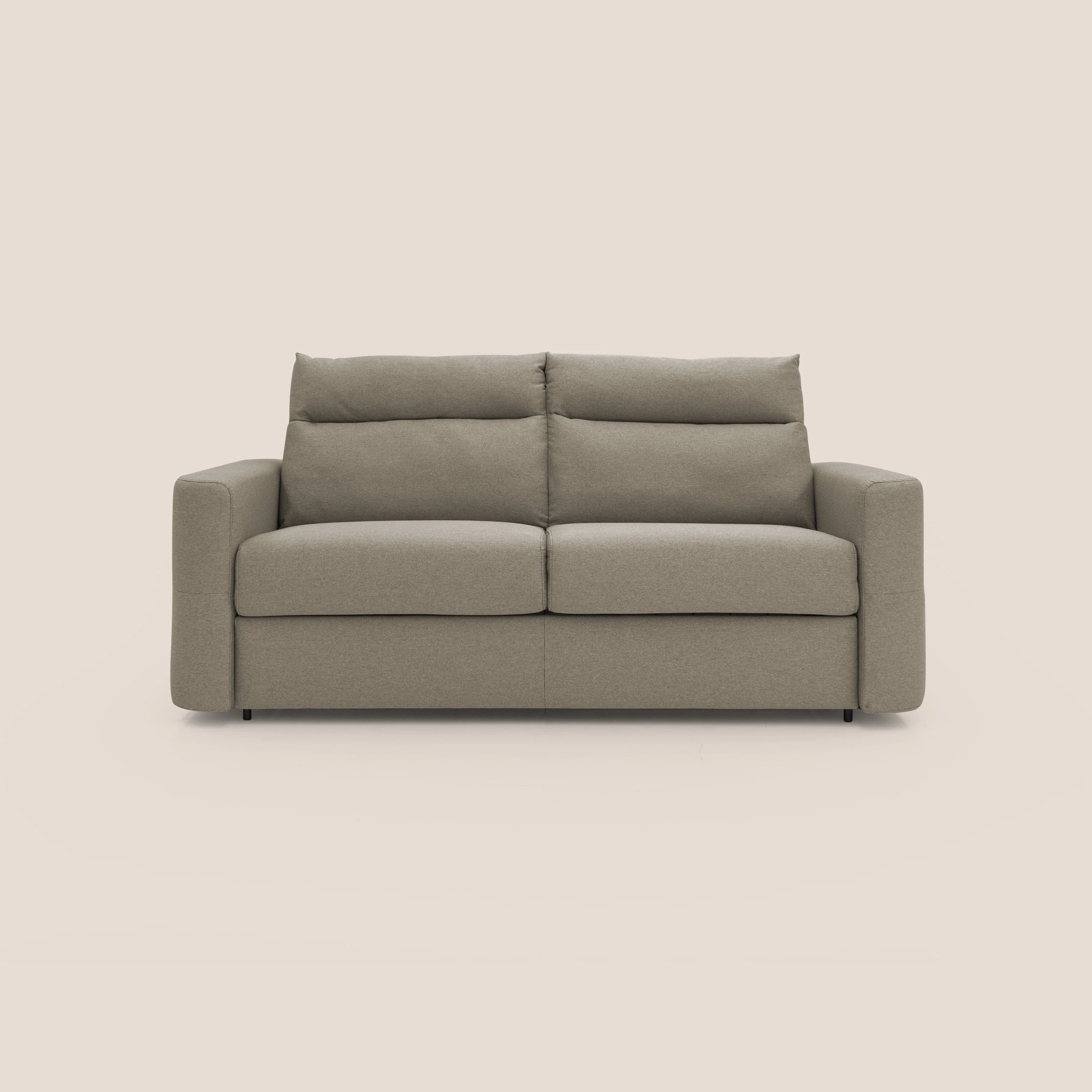 Cupido Canapé convertible matelas H18 cm au dossier haut moelleux en tissu imperméable T13 Taupe tortora