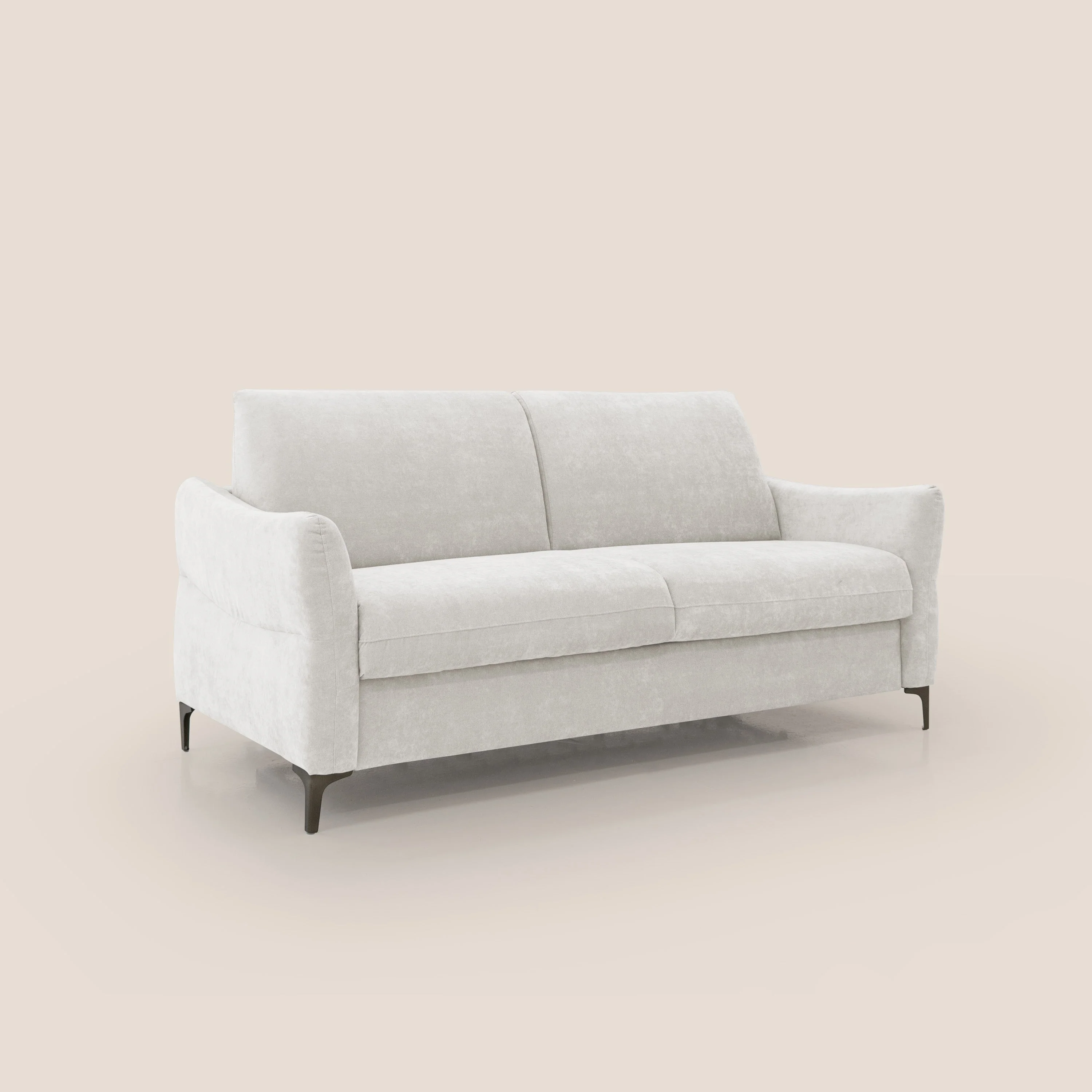 Dalia canapé convertible avec matelas H 18cm et pieds hauts en tissu détachable raffiné T17 blanc - Image 4