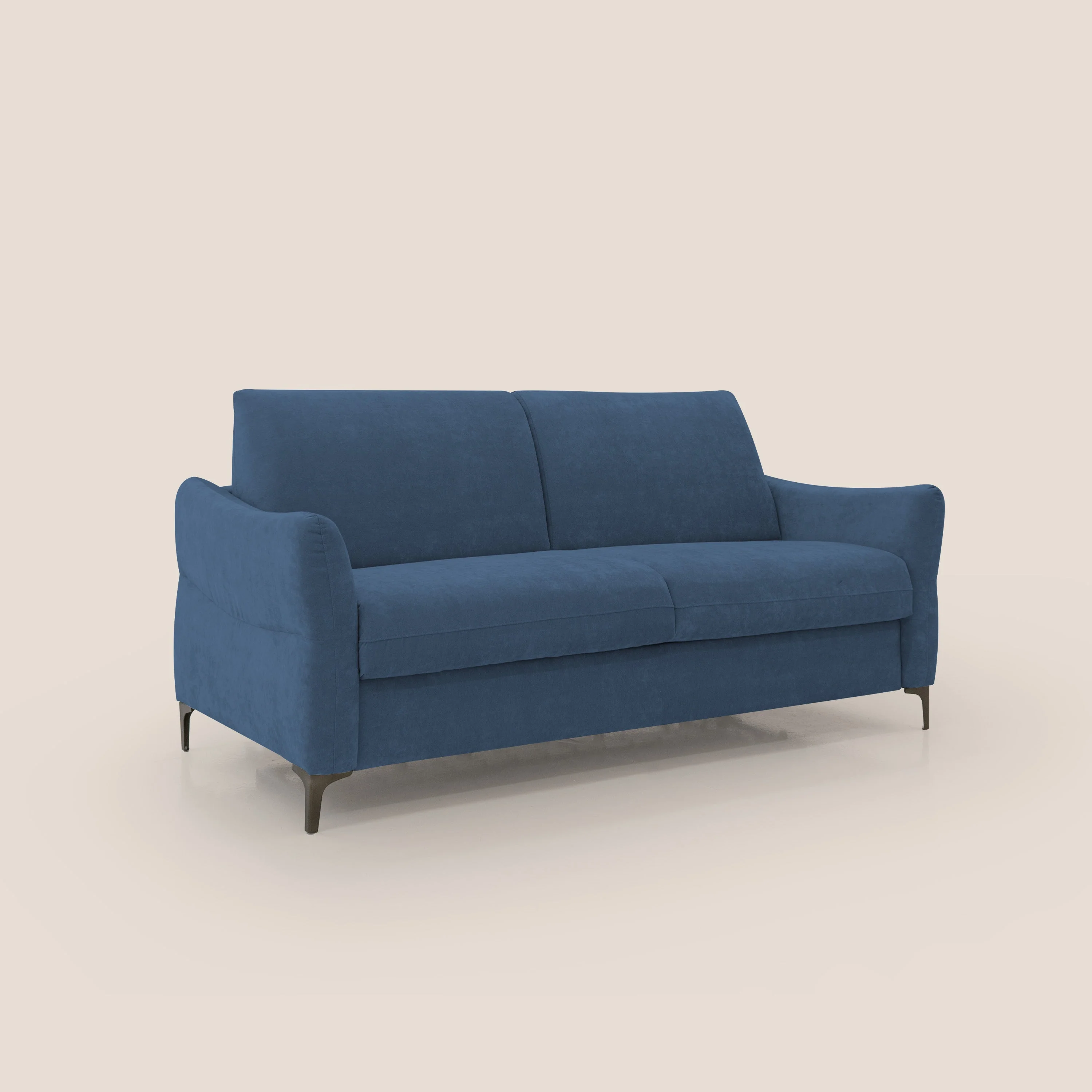 Dalia canapé convertible avec matelas H 18cm et pieds hauts en tissu détachable raffiné T17 bleu - Image 4