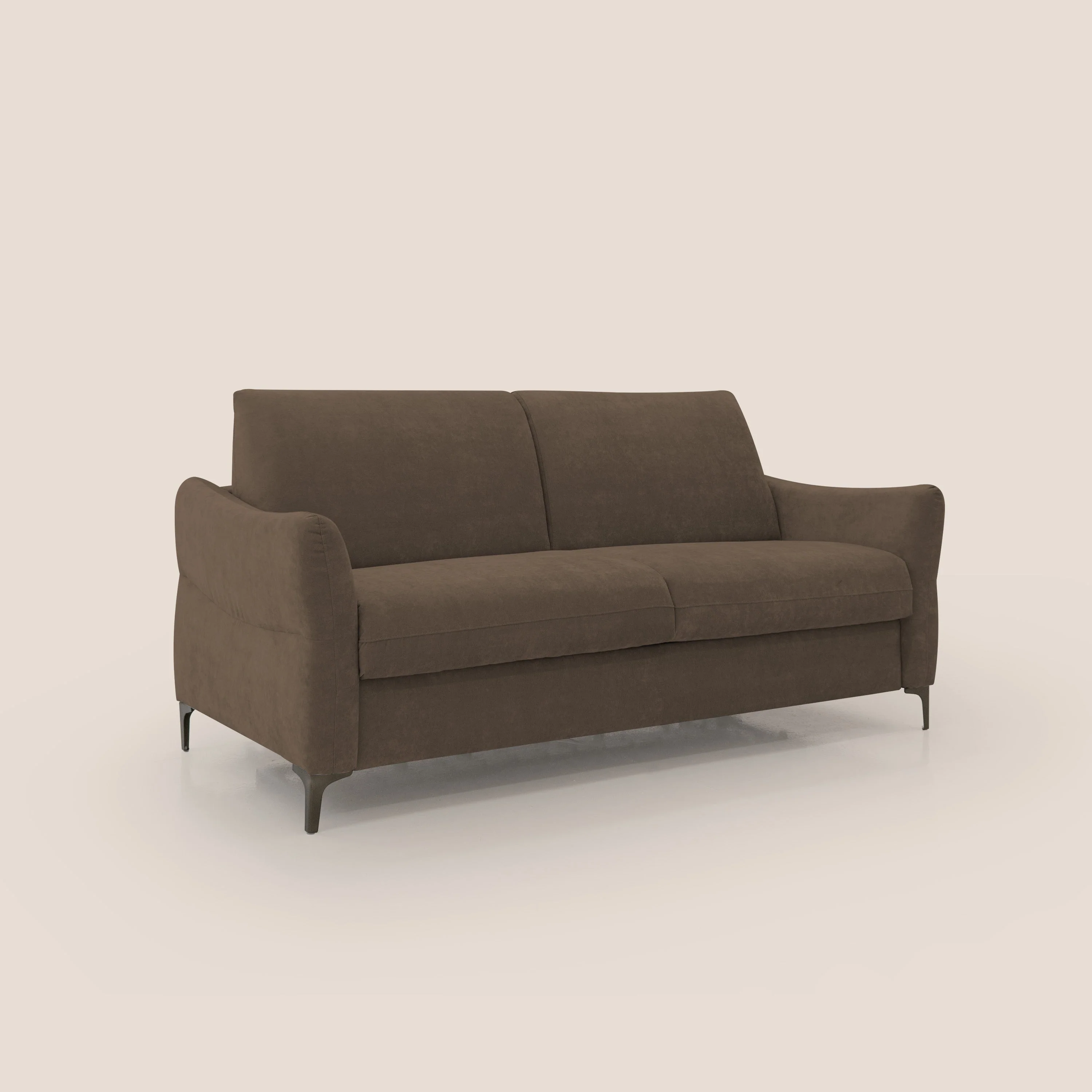 Dalia canapé convertible avec matelas H 18cm et pieds hauts en tissu détachable raffiné T17 marron - Image 4