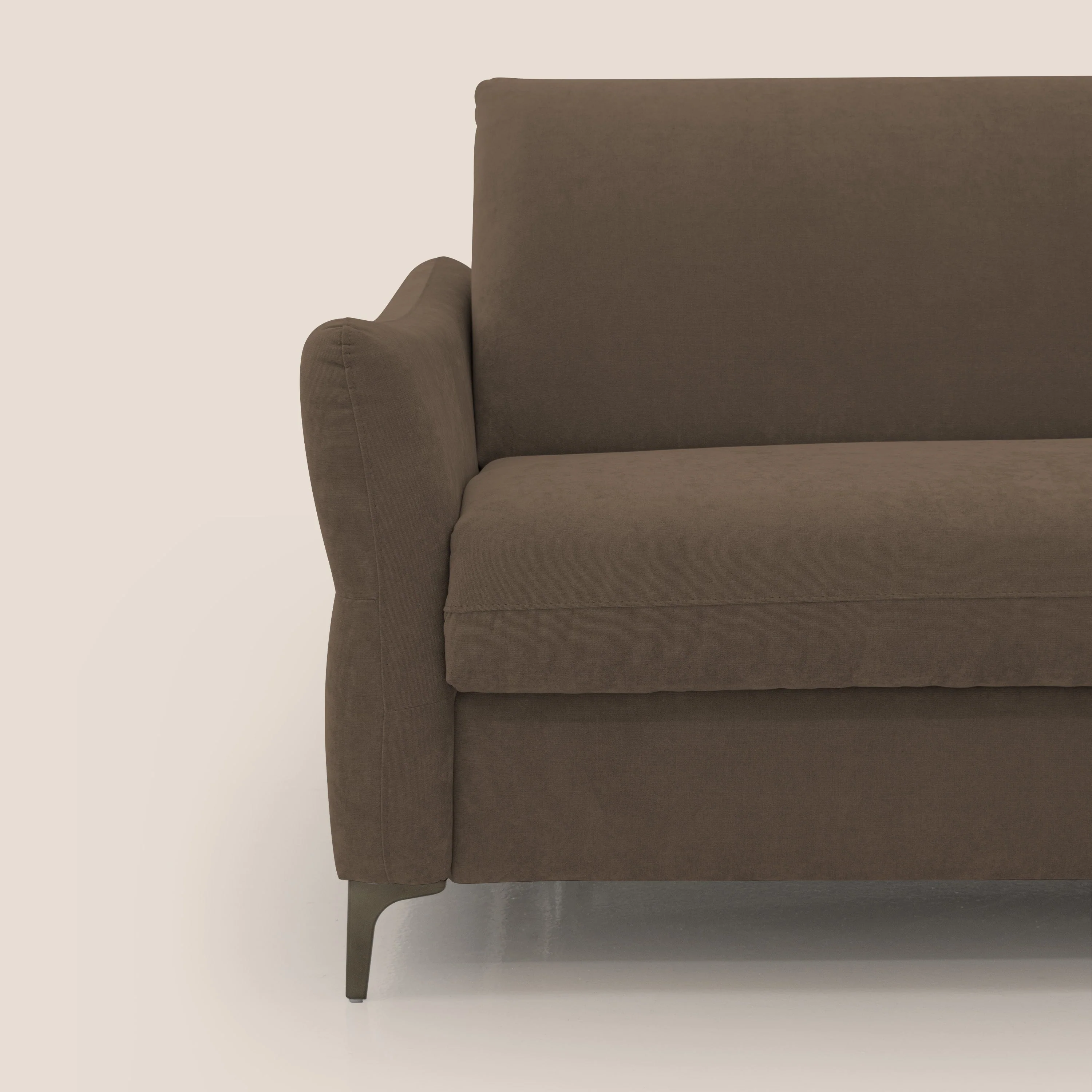 Dalia canapé convertible avec matelas H 18cm et pieds hauts en tissu détachable raffiné T17 marron - Image 5