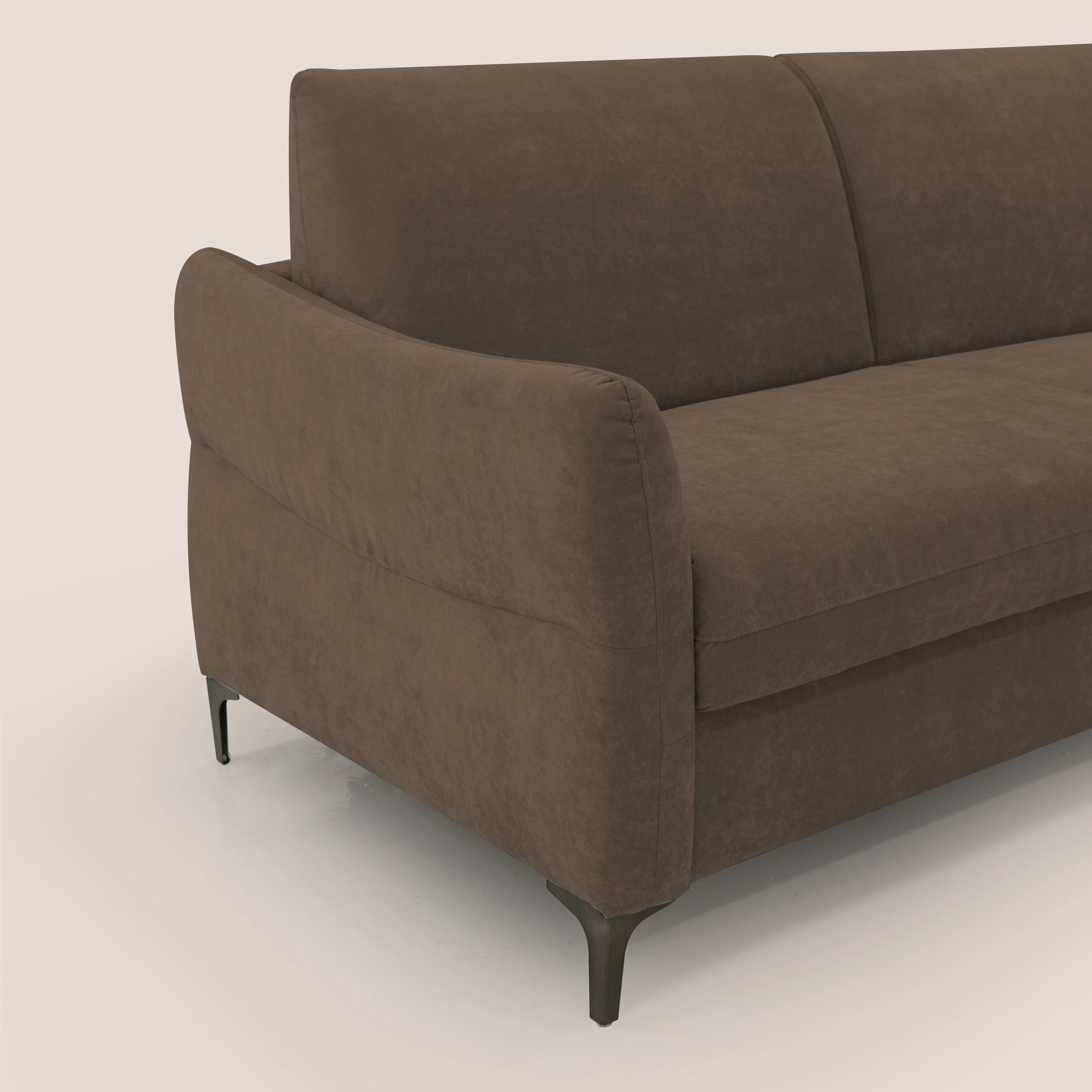 Dalia canapé convertible avec matelas H 18cm et pieds hauts en tissu détachable raffiné T17 marron - Image 6