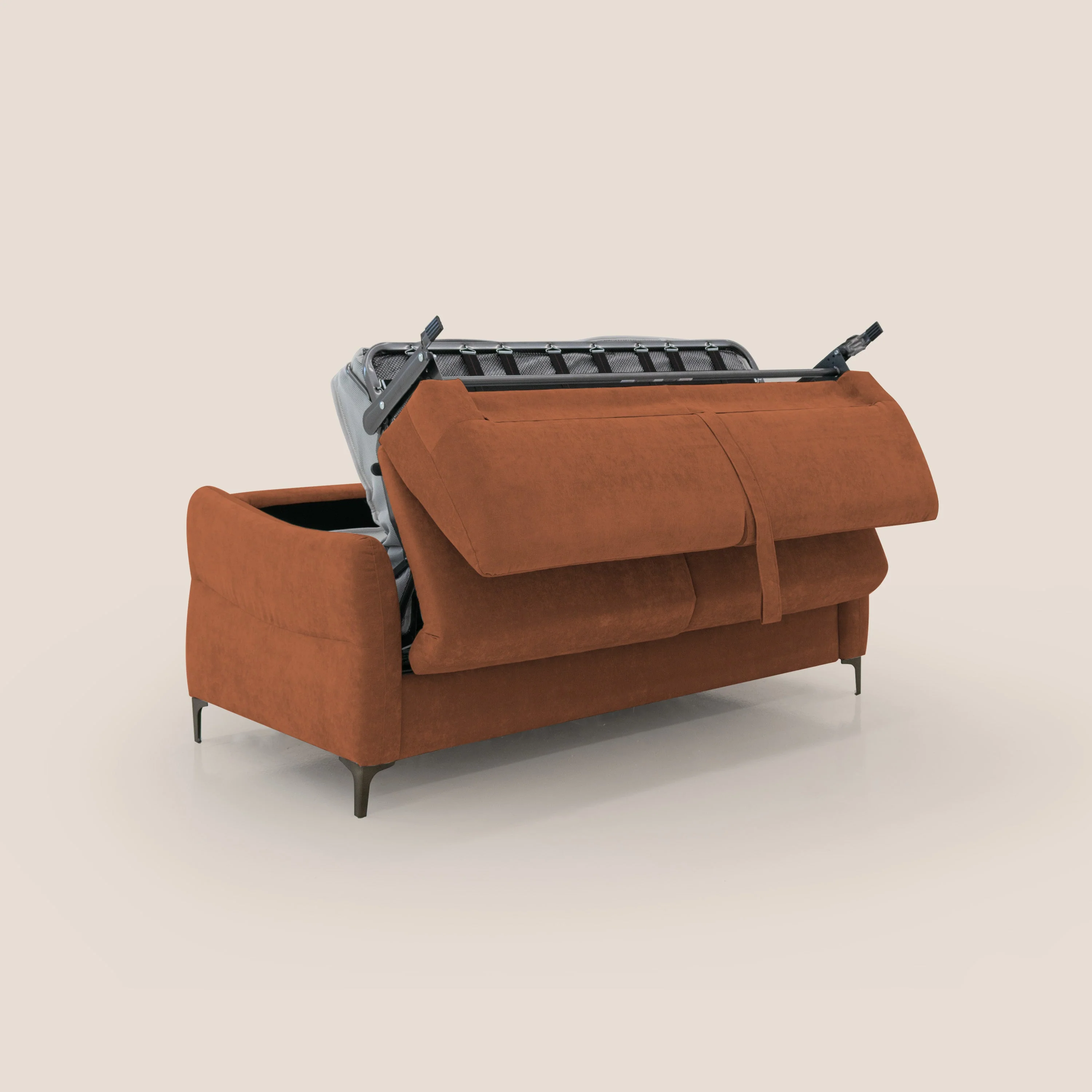 Dalia canapé convertible avec matelas H 18cm et pieds hauts en tissu détachable raffiné T17 orange - Image 3