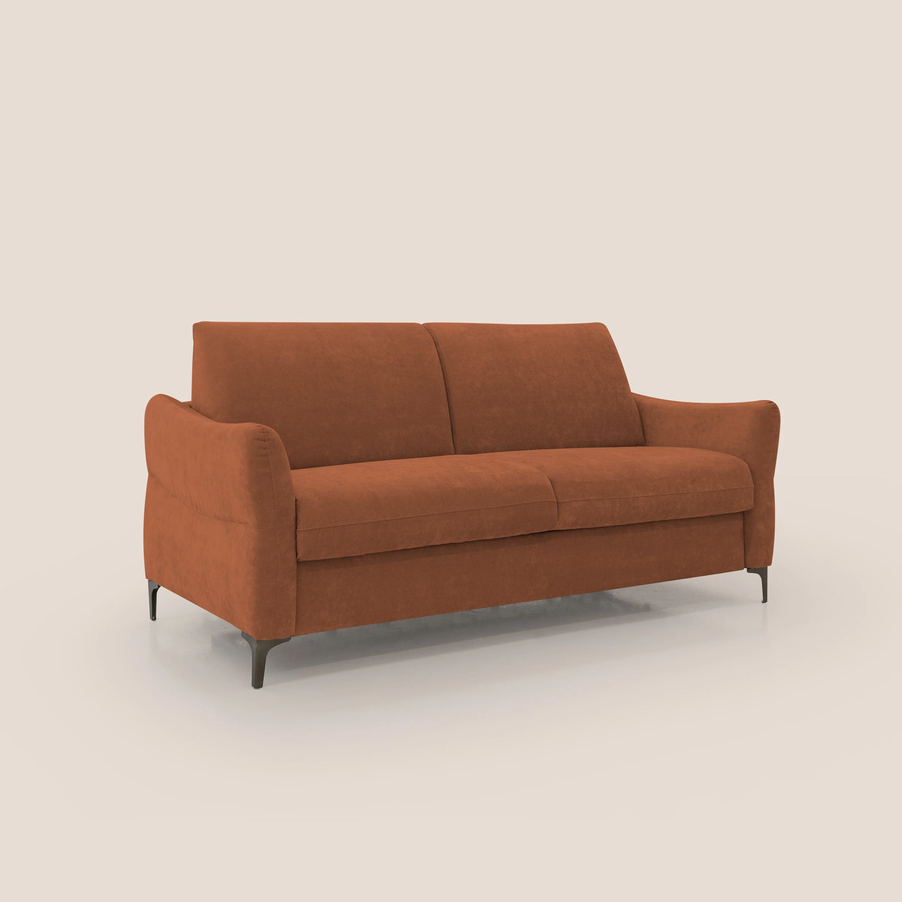 Dalia canapé convertible avec matelas H 18cm et pieds hauts en tissu détachable raffiné T17 orange - Image 4