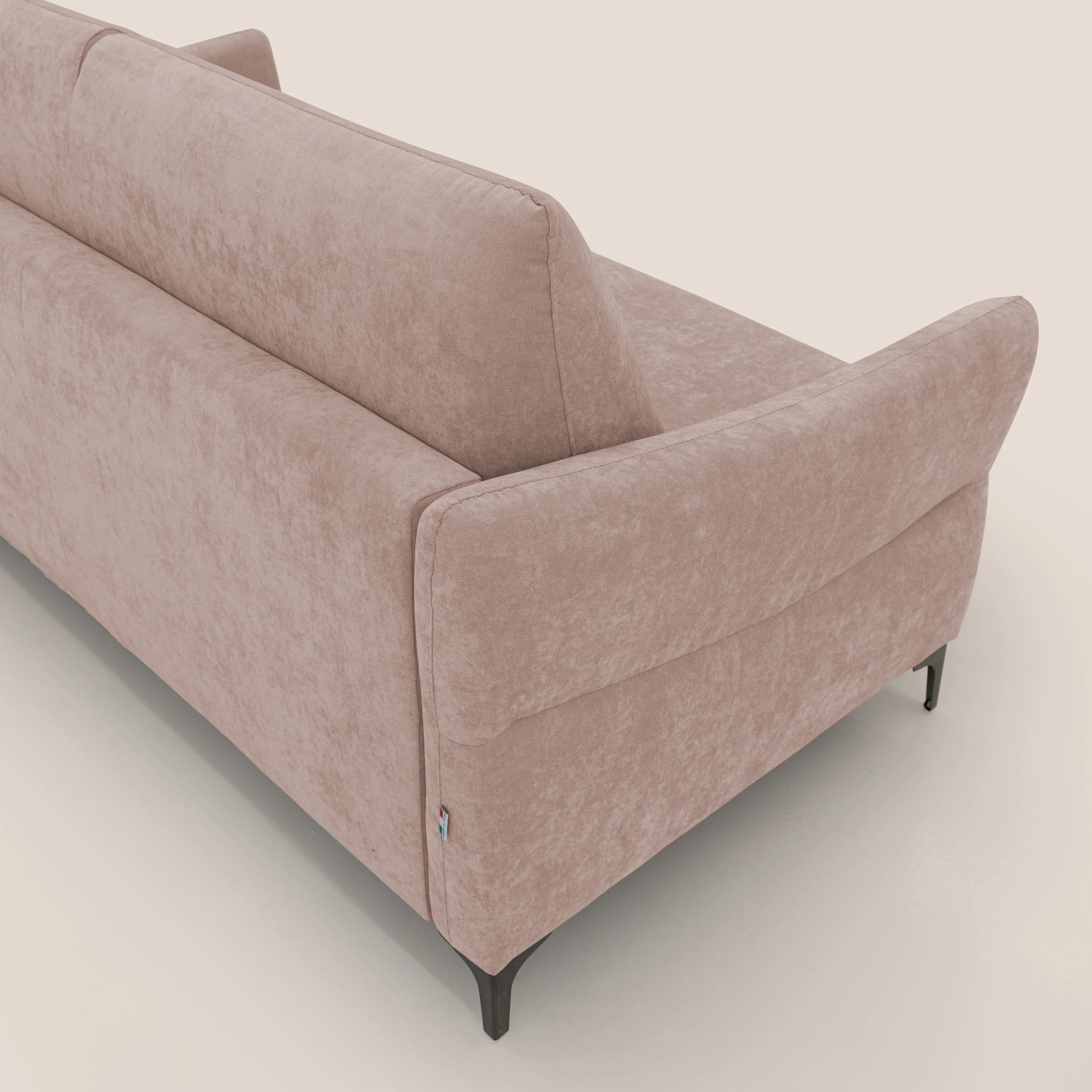 Dalia canapé convertible avec matelas H 18cm et pieds hauts en tissu détachable raffiné T17 rose - Image 9