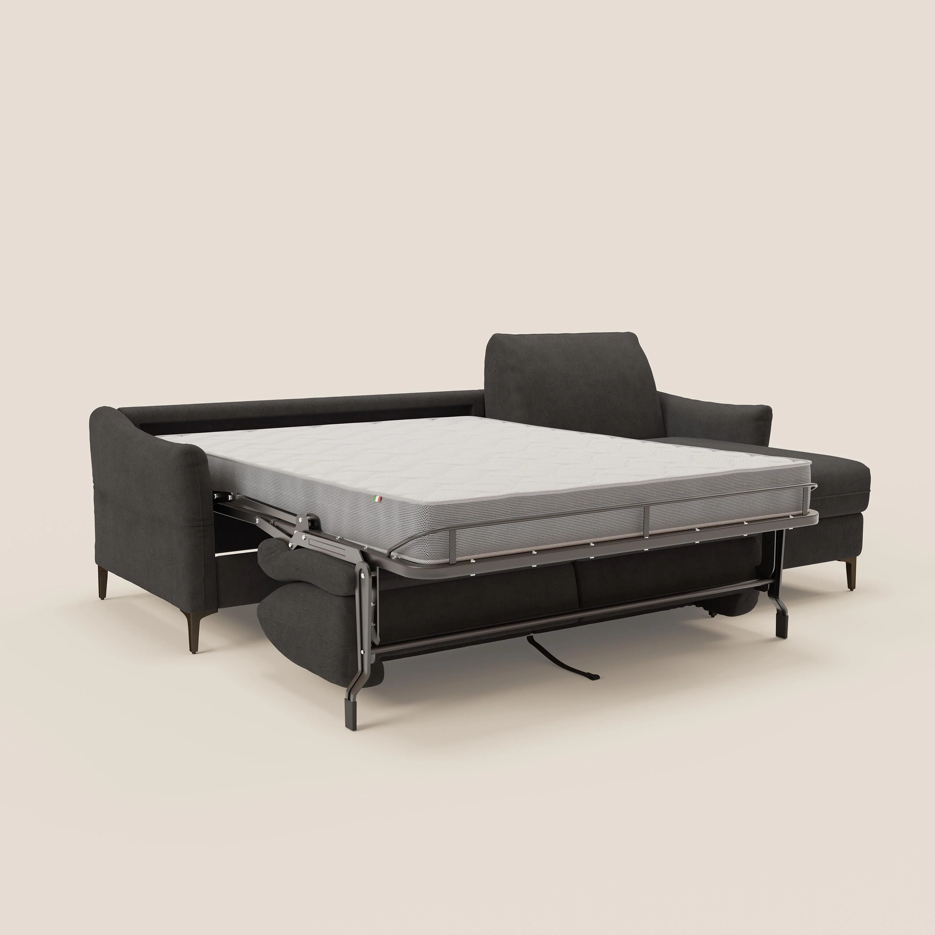 Dalia Canapé d'angle convertible avec matelas H18 cm et chaise longue coffre en tissu détachable T17 anthracite - Image 11