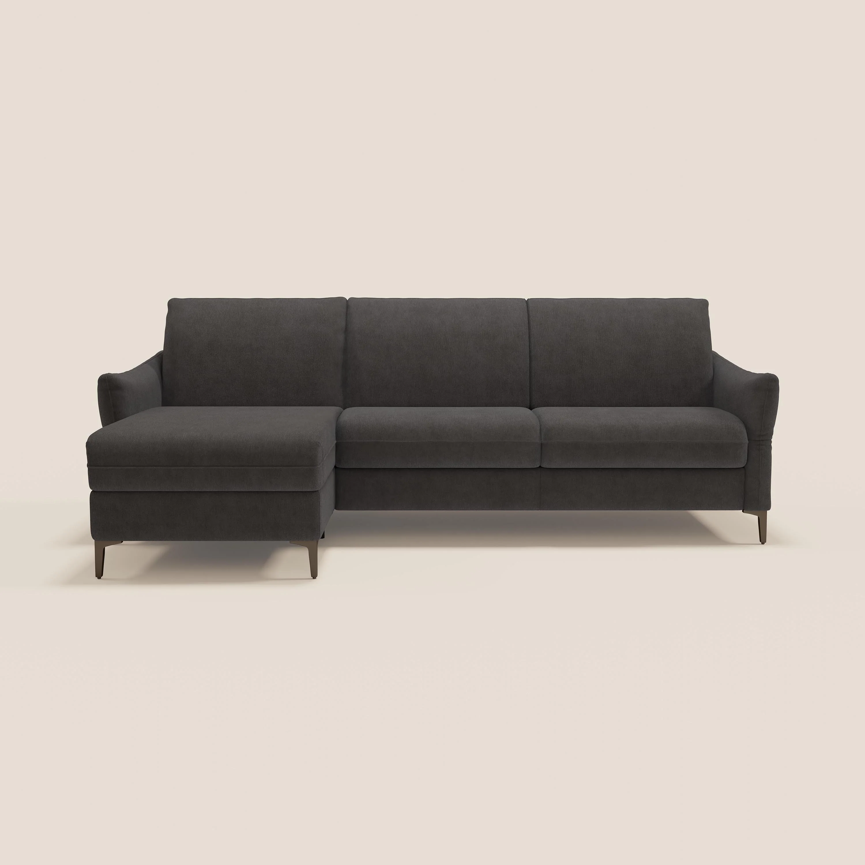 Dalia Canapé d'angle convertible avec matelas H18 cm et chaise longue coffre en tissu détachable T17 anthracite - Image 12