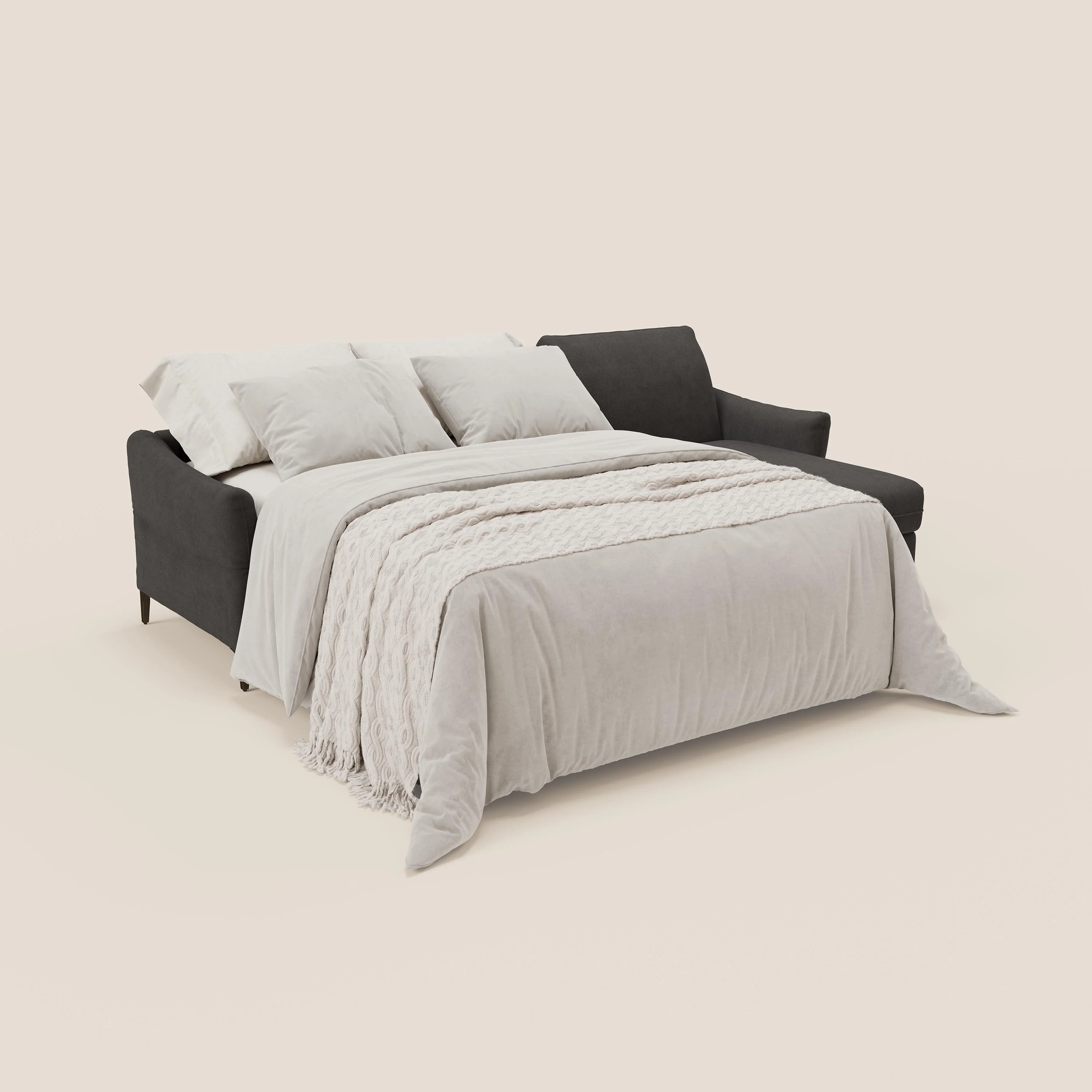 Dalia Canapé d'angle convertible avec matelas H18 cm et chaise longue coffre en tissu détachable T17 anthracite - Image 2