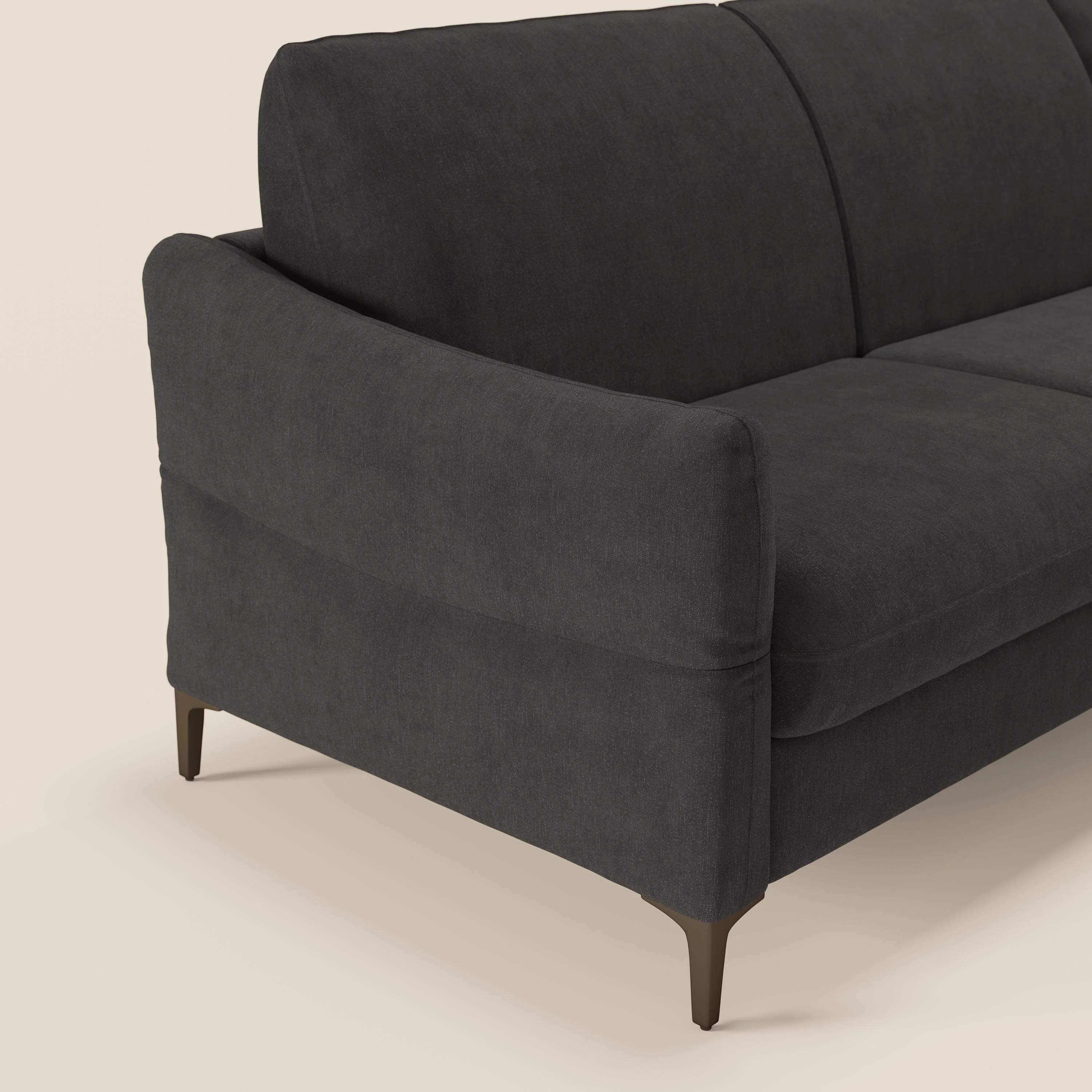 Dalia Canapé d'angle convertible avec matelas H18 cm et chaise longue coffre en tissu détachable T17 anthracite - Image 4
