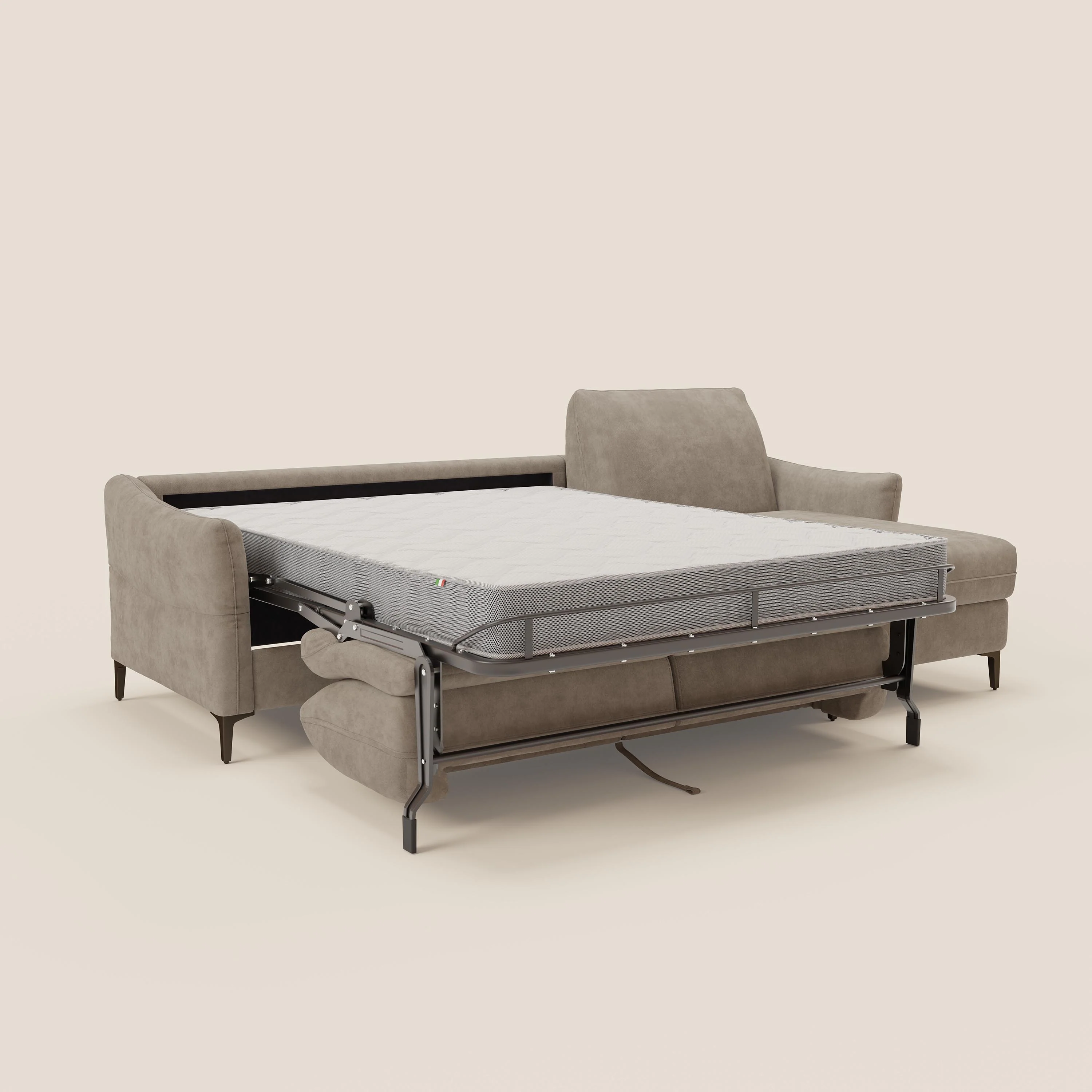 Dalia Canapé d'angle convertible avec matelas H18 cm et chaise longue coffre en tissu détachable T17 beige - Image 11