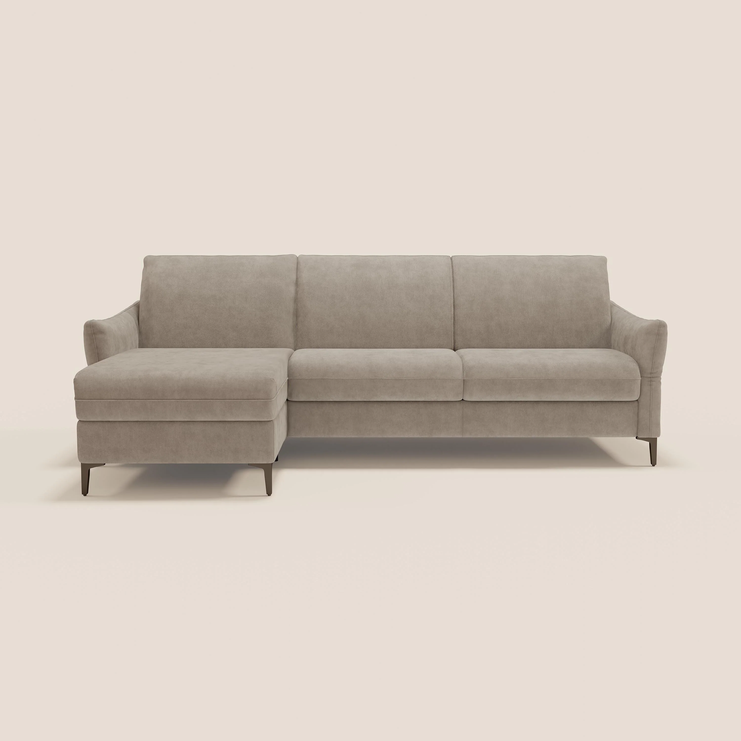 Dalia Canapé d'angle convertible avec matelas H18 cm et chaise longue coffre en tissu détachable T17 beige - Image 12