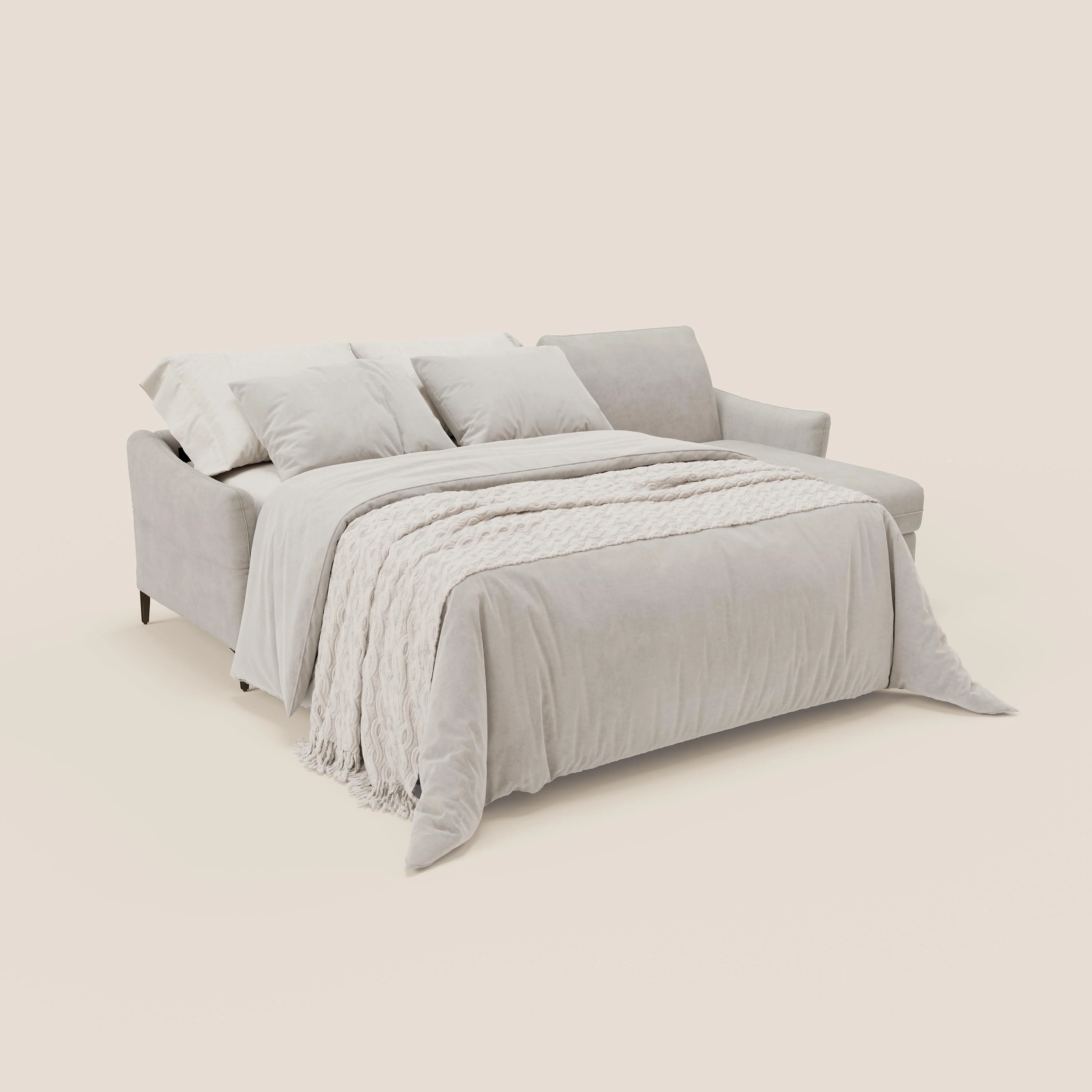 Dalia Canapé d'angle convertible avec matelas H18 cm et chaise longue coffre en tissu détachable T17 blanc - Image 2