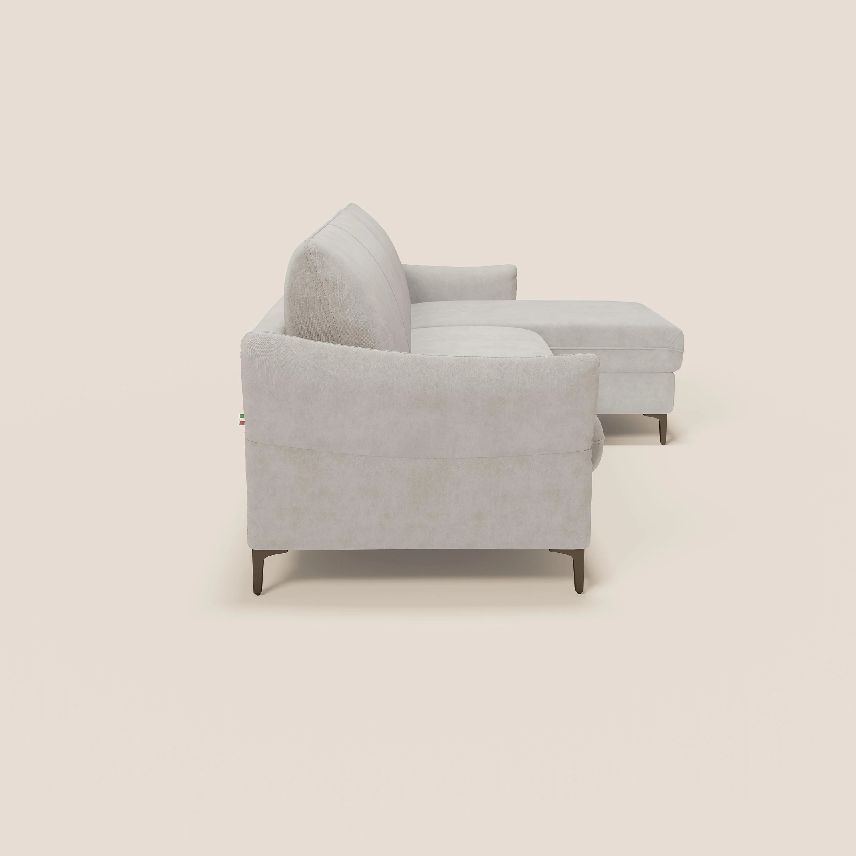 Dalia Canapé d'angle convertible avec matelas H18 cm et chaise longue coffre en tissu détachable T17 blanc - Image 6