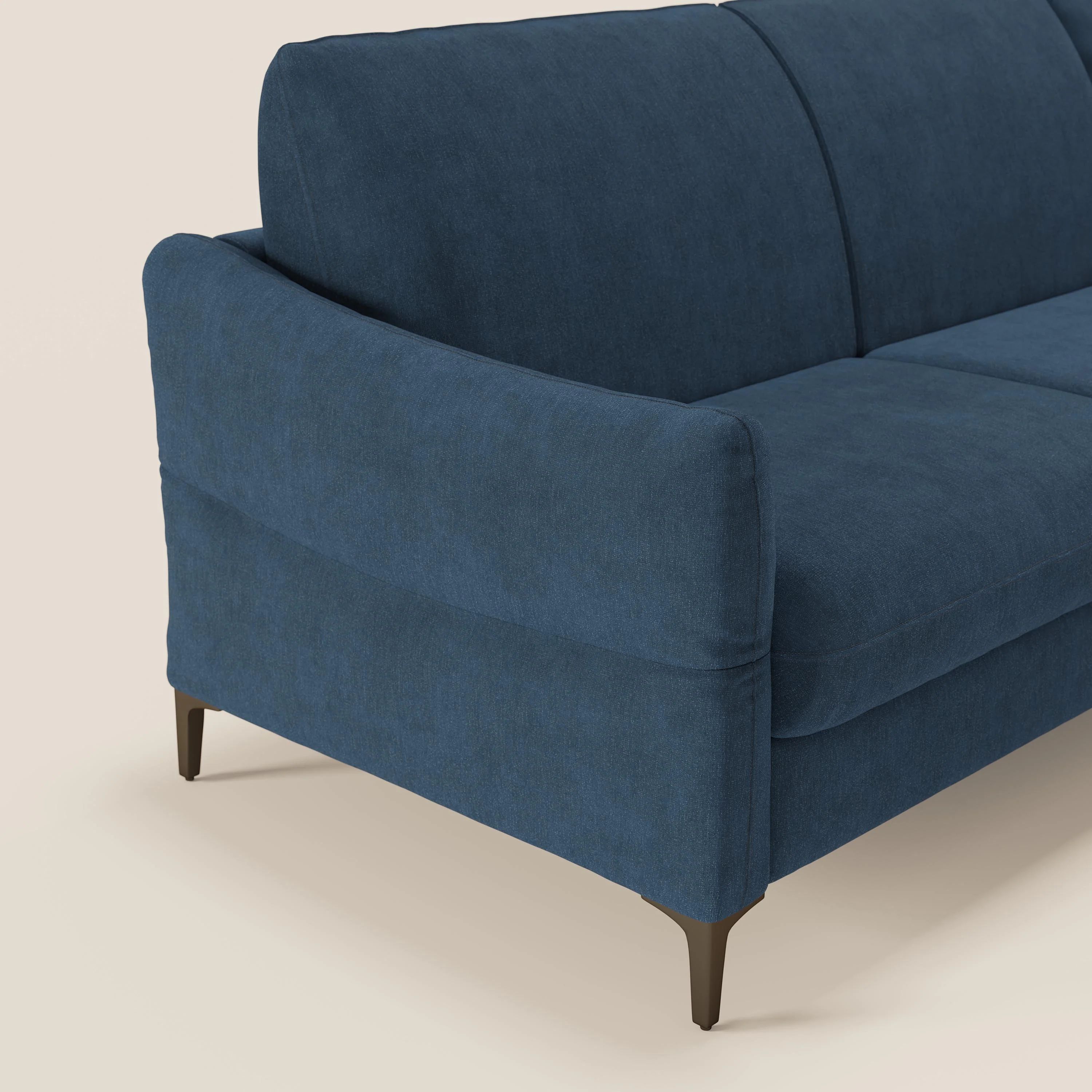 Dalia Canapé d'angle convertible avec matelas H18 cm et chaise longue coffre en tissu détachable T17 bleu - Image 4