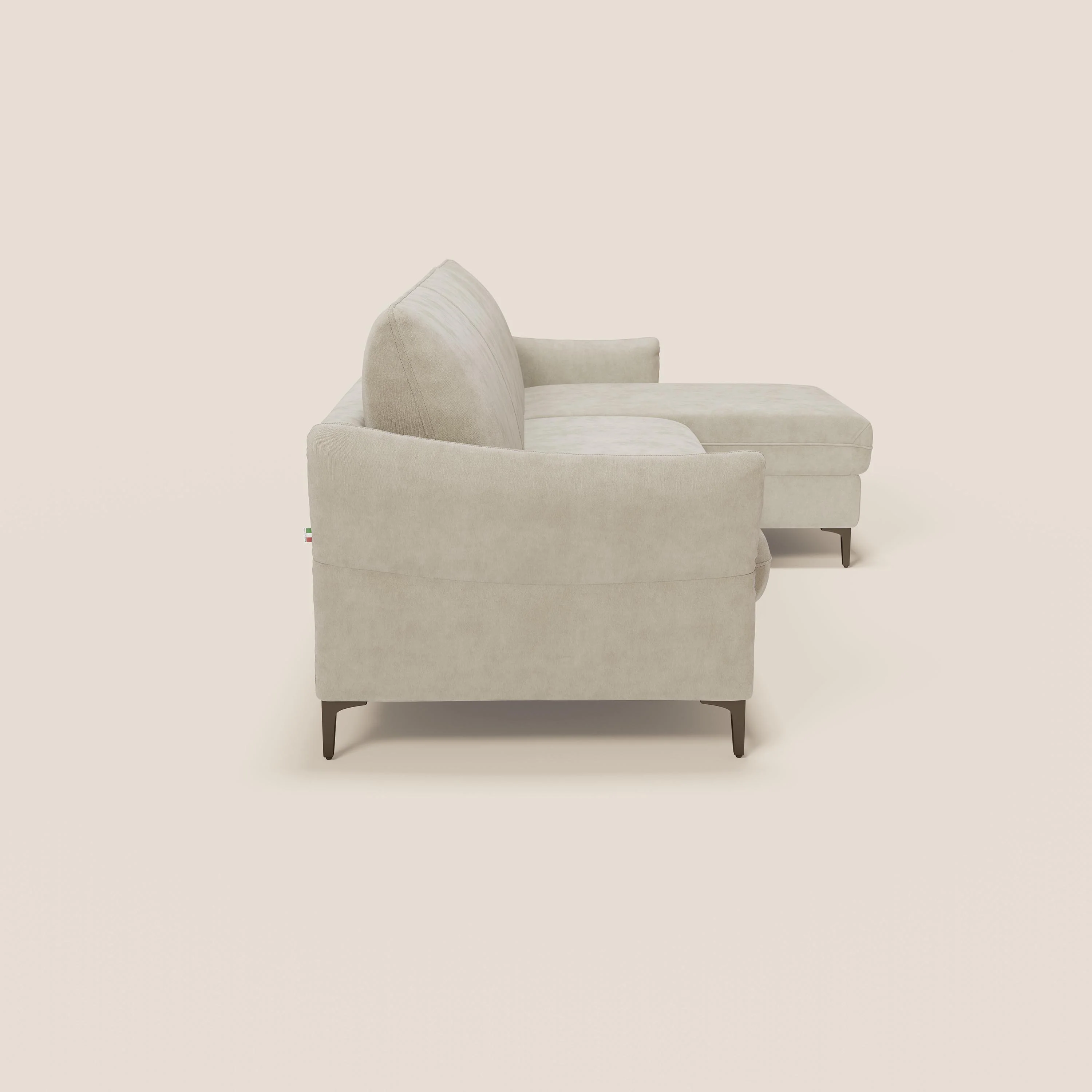Dalia Canapé d'angle convertible avec matelas H18 cm et chaise longue coffre en tissu détachable T17 crème - Image 6