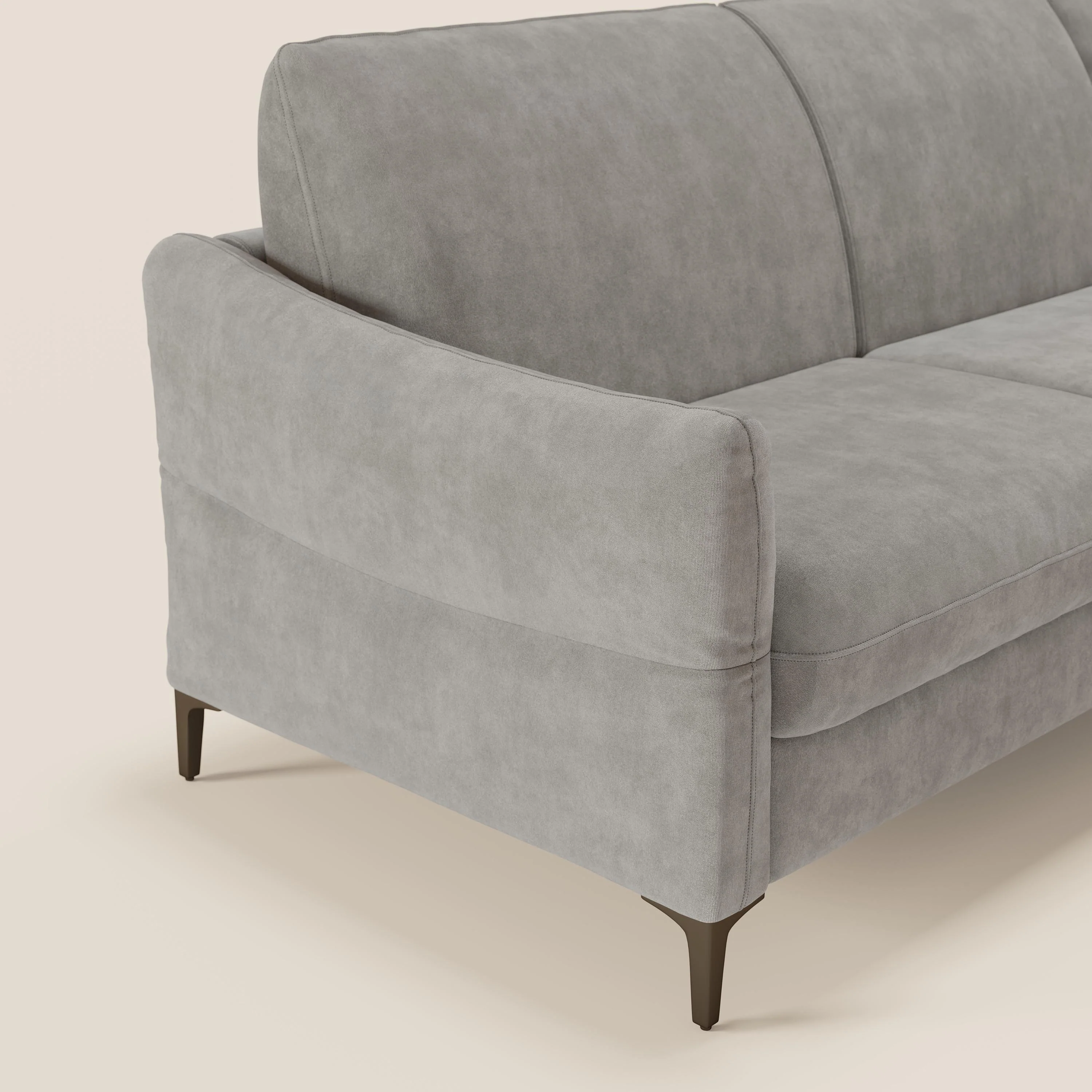 Dalia Canapé d'angle convertible avec matelas H18 cm et chaise longue coffre en tissu détachable T17 gris - Image 4