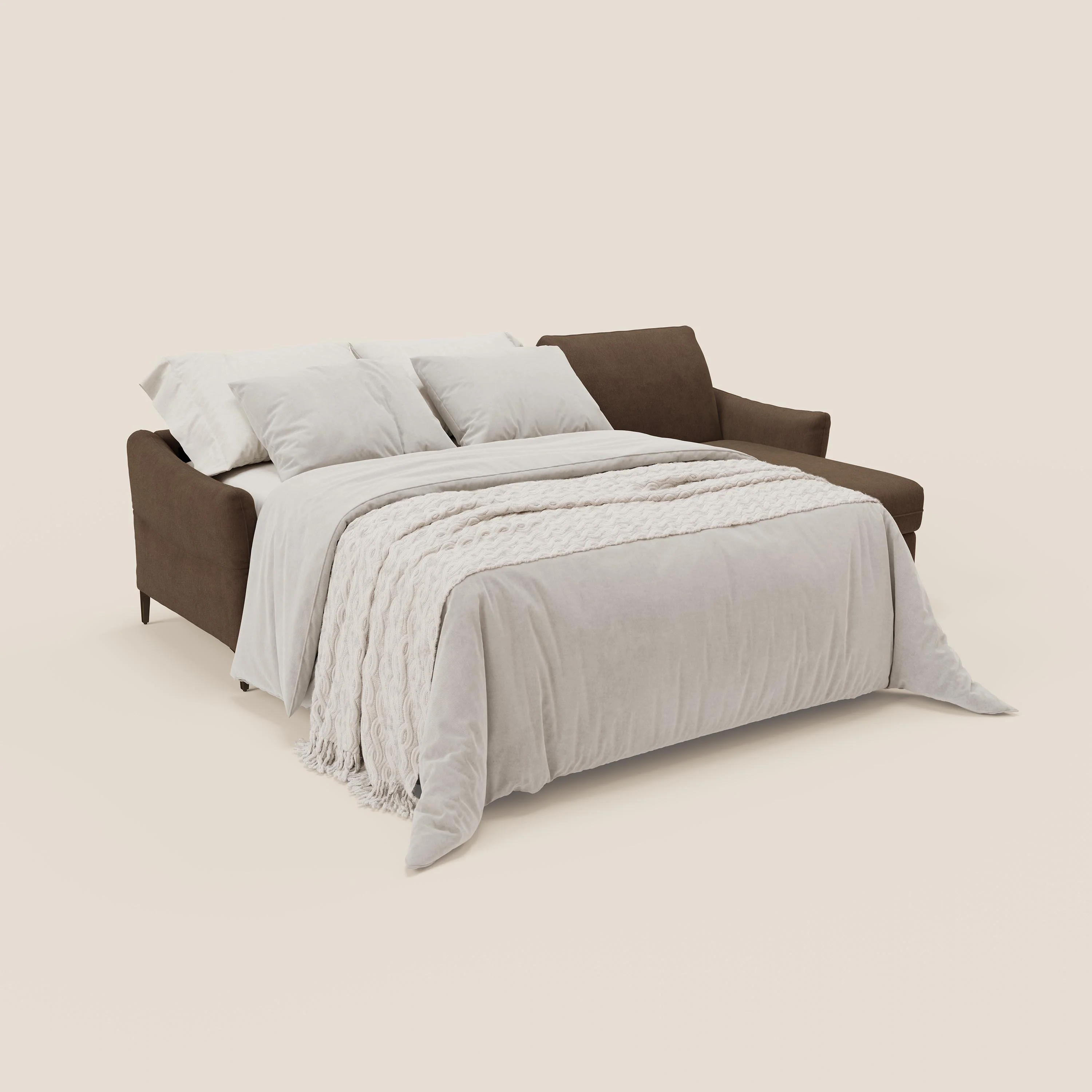 Dalia Canapé d'angle convertible avec matelas H18 cm et chaise longue coffre en tissu détachable T17 marron - Image 2