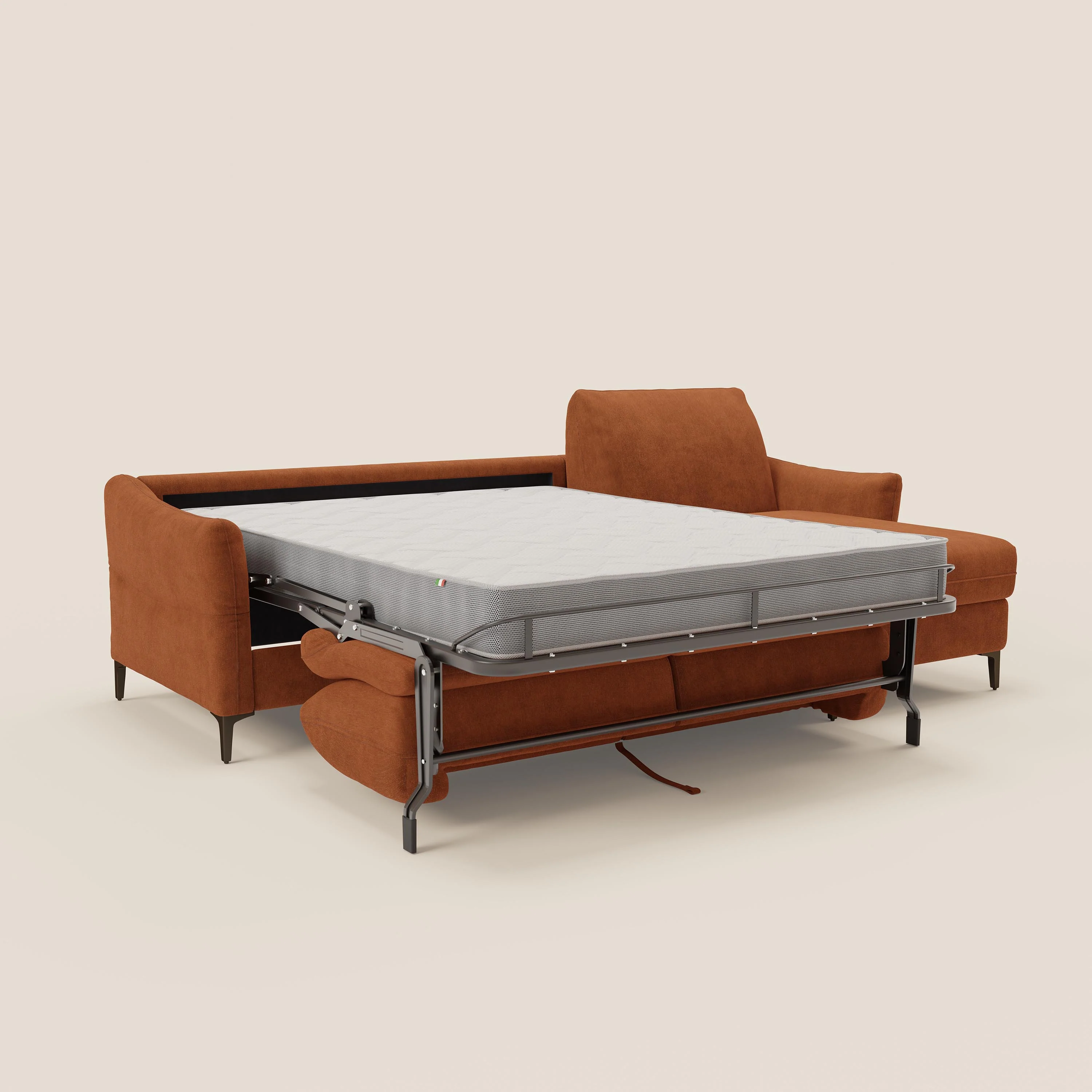 Dalia Canapé d'angle convertible avec matelas H18 cm et chaise longue coffre en tissu détachable T17 orange - Image 11
