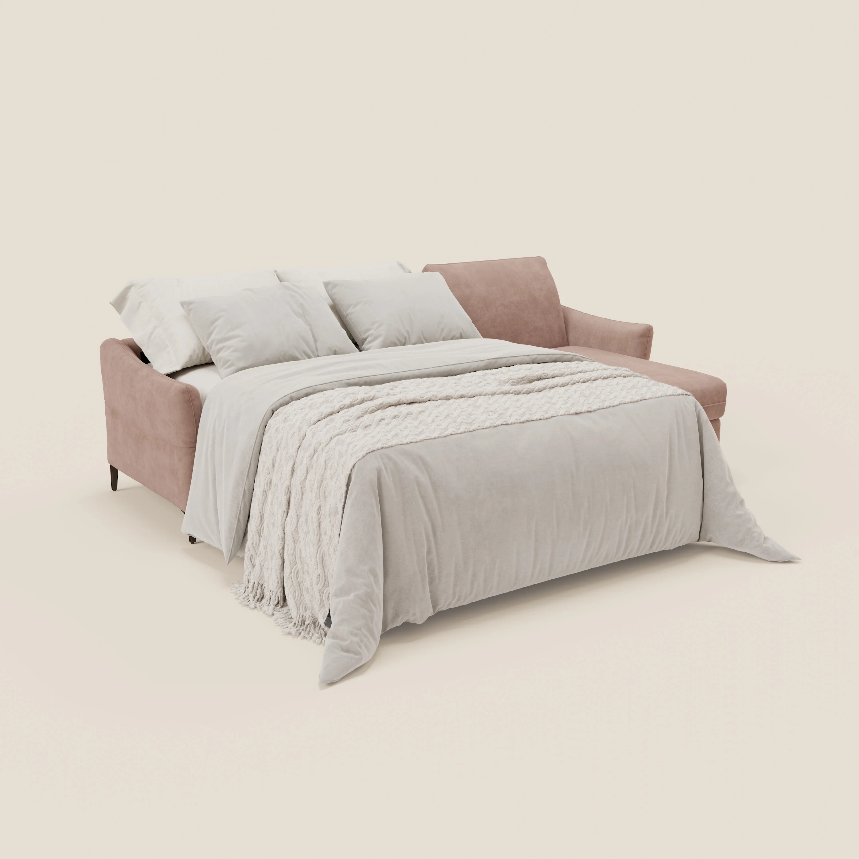 Dalia Canapé d'angle convertible avec matelas H18 cm et chaise longue coffre en tissu détachable T17 rose - Image 2