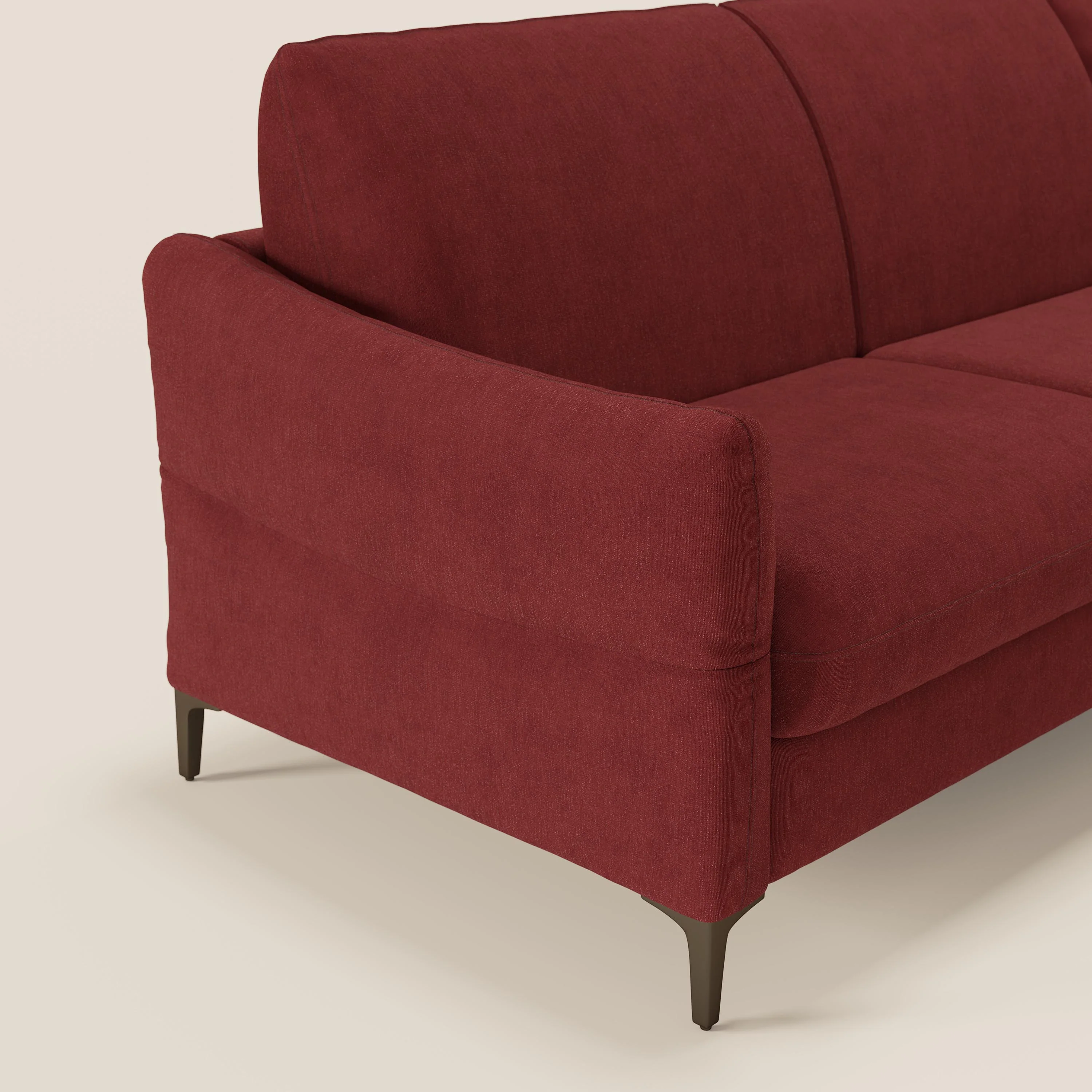 Dalia Canapé d'angle convertible avec matelas H18 cm et chaise longue coffre en tissu détachable T17 rouge - Image 4