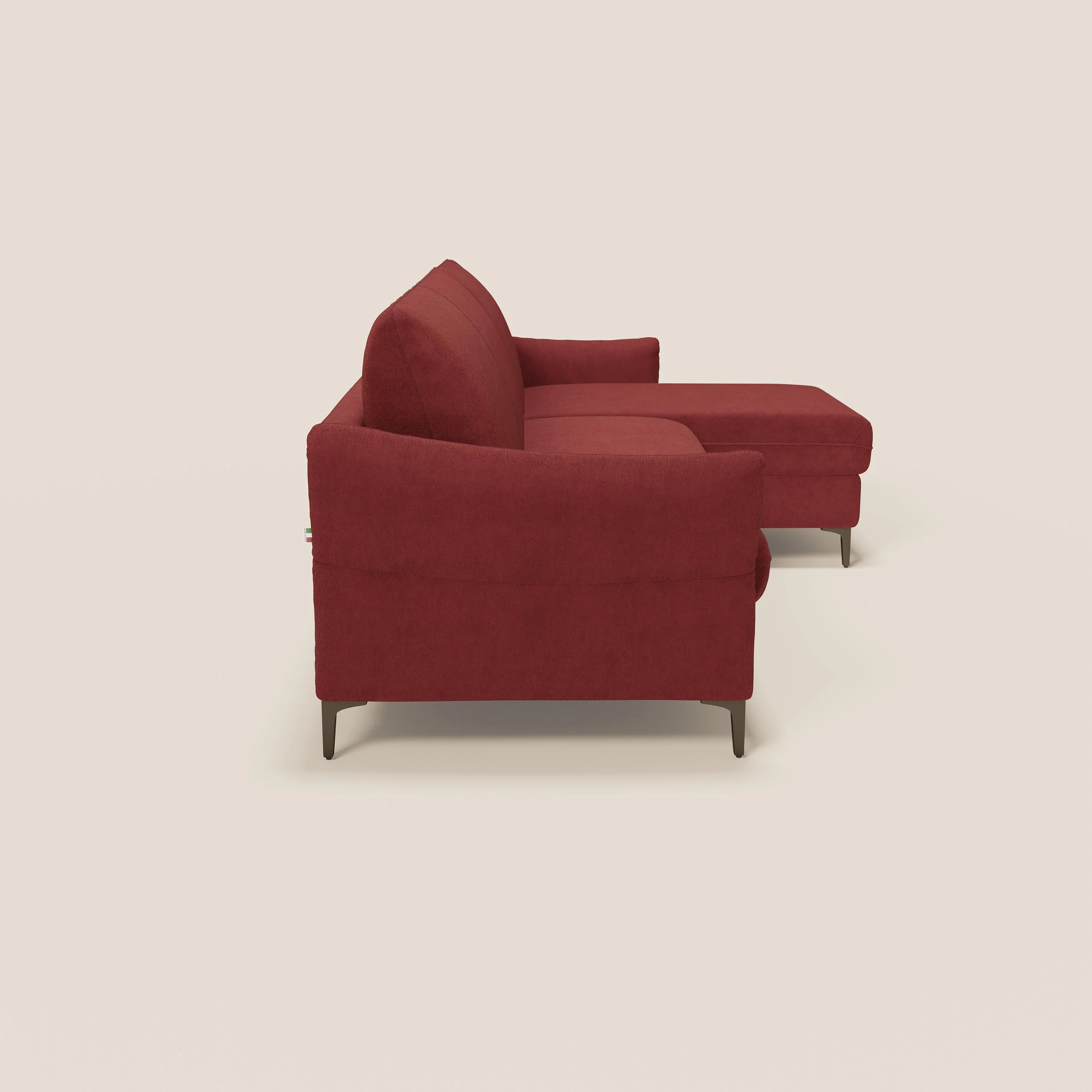 Dalia Canapé d'angle convertible avec matelas H18 cm et chaise longue coffre en tissu détachable T17 rouge - Image 6